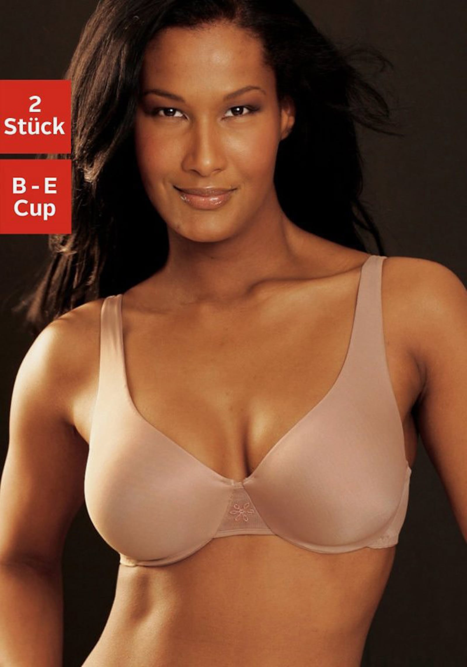 Nuance T-Shirt-BH - nougat+weiß