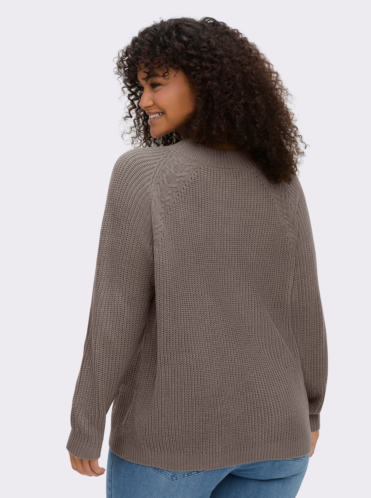 Stehkragenpullover mit Raglan-Ärmeln - taupe