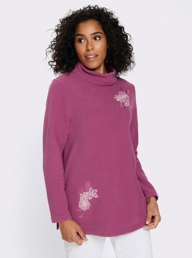 Fleeceshirt in Longform mit Stehkragen - erika