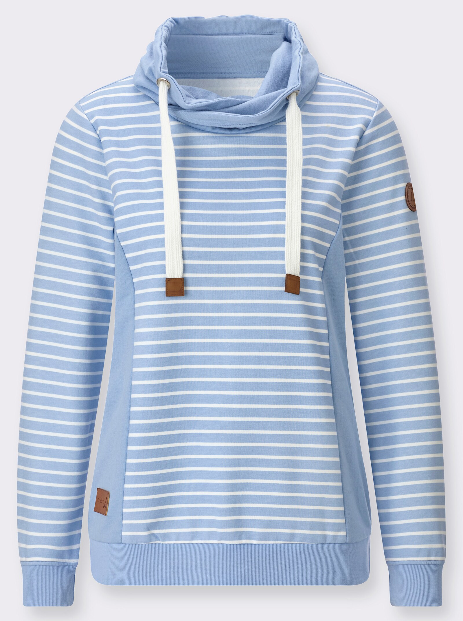 Sweatshirt im Streifenmuster - eisblau-ecru