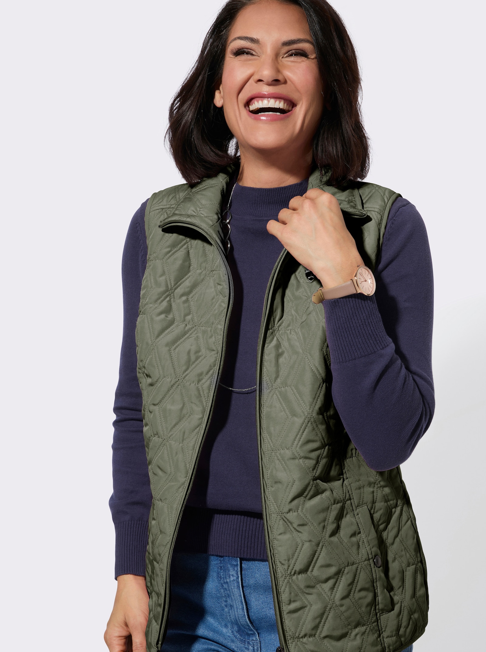 Steppweste mit wärmendem Fleecefutter - khaki