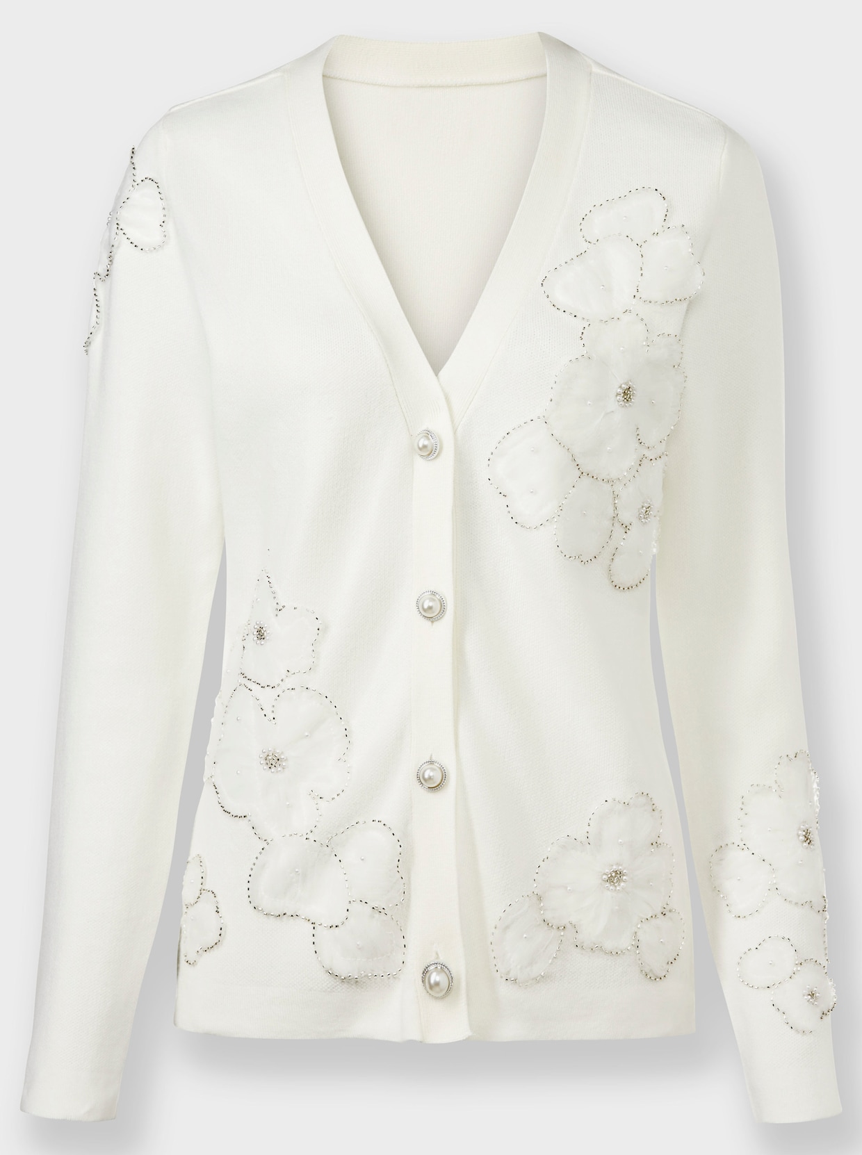 heine Veste en tricot fin - écru
