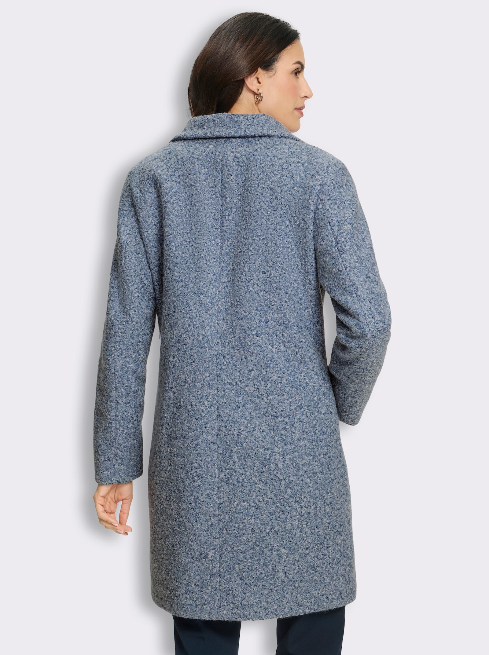Kurzmantel aus flauschigem Bouclé - rauchblau-meliert