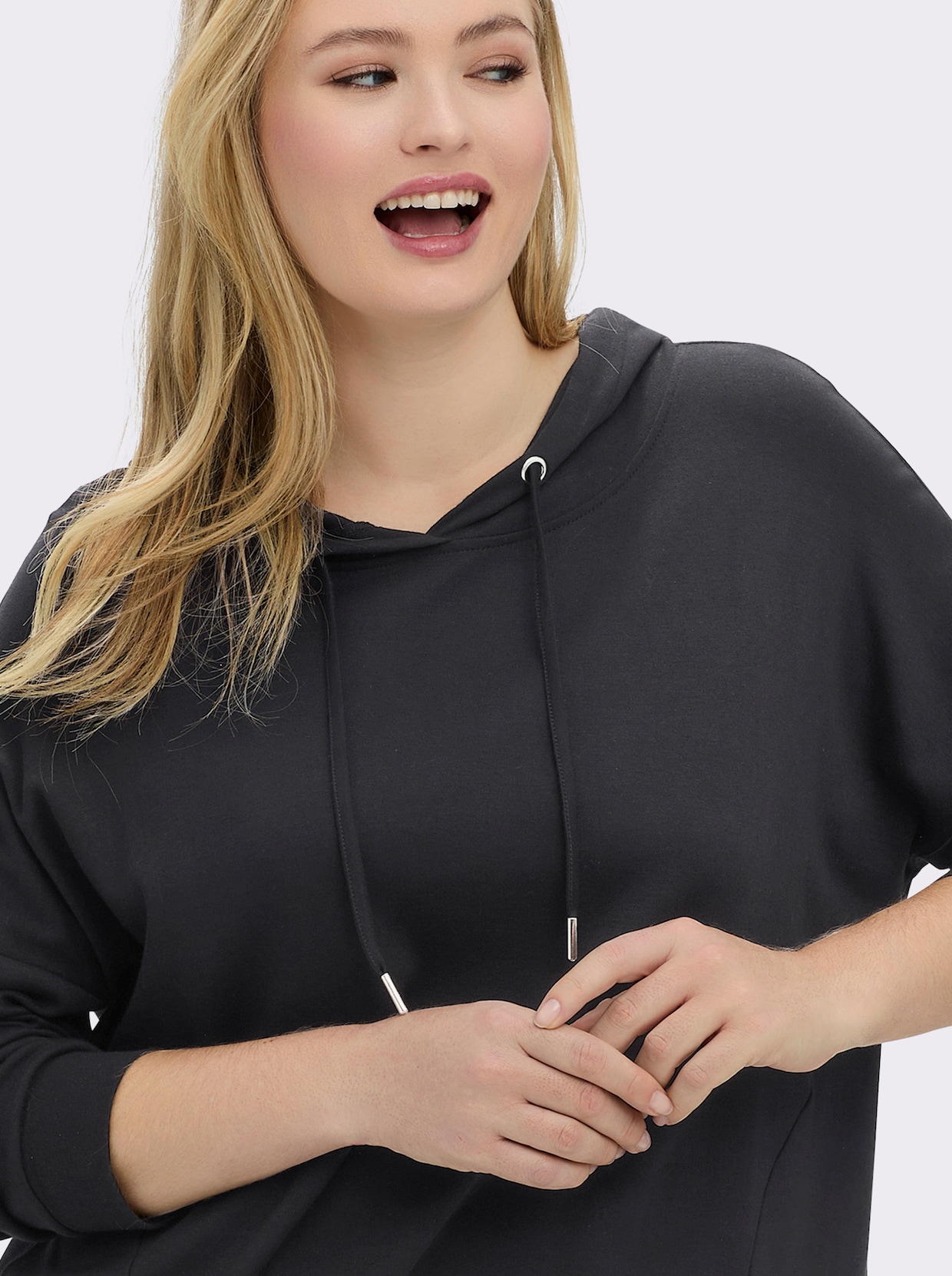 sheego Kapuzensweatshirt - schwarz