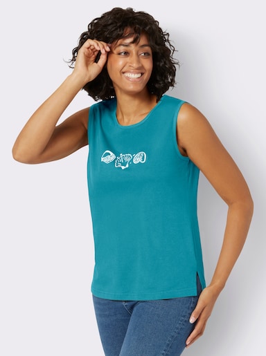 Shirttop mit Seitenschlitzen - türkis