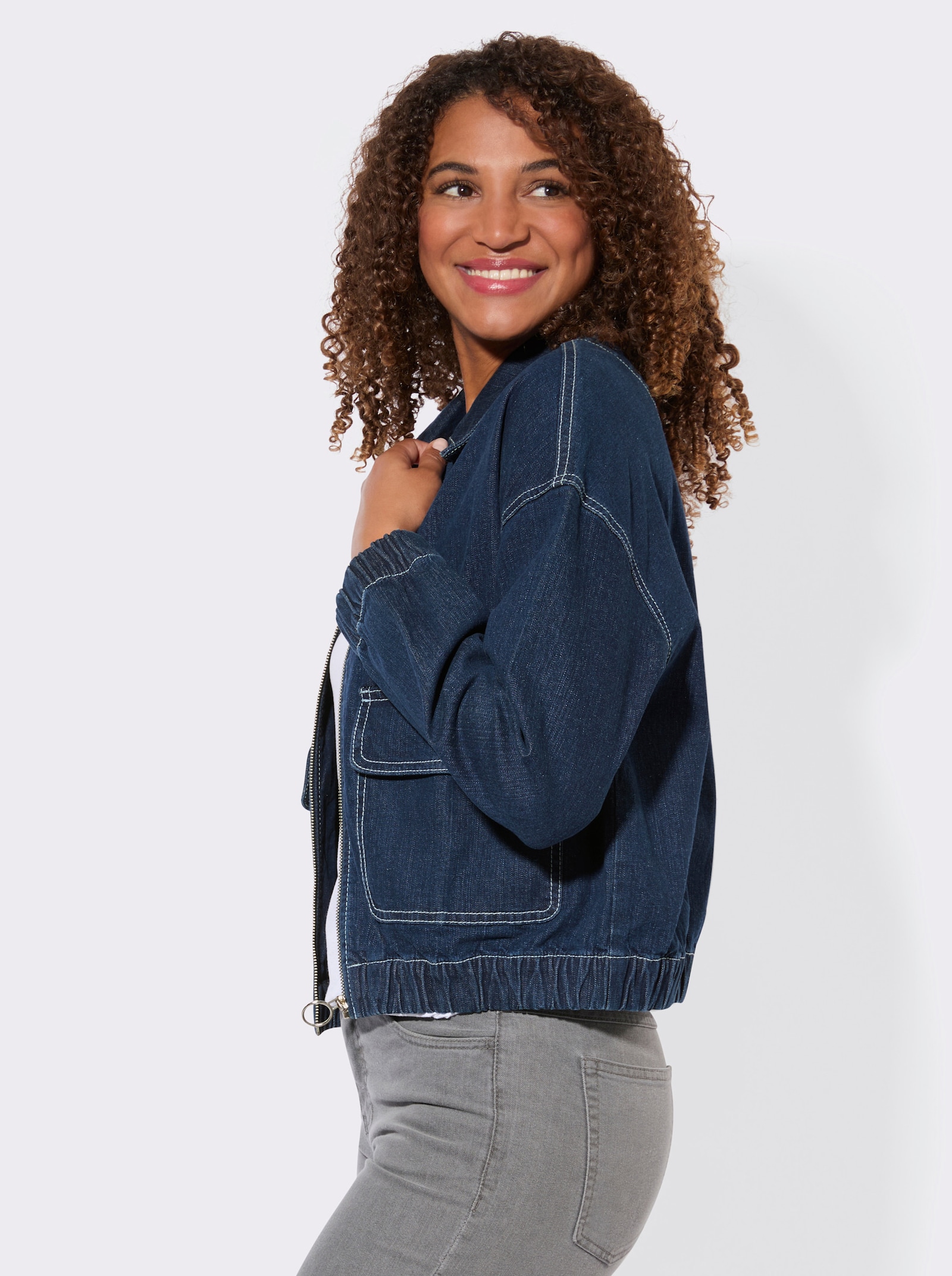Jeansjacke mit Stretch-Anteil - blue-stone-washed
