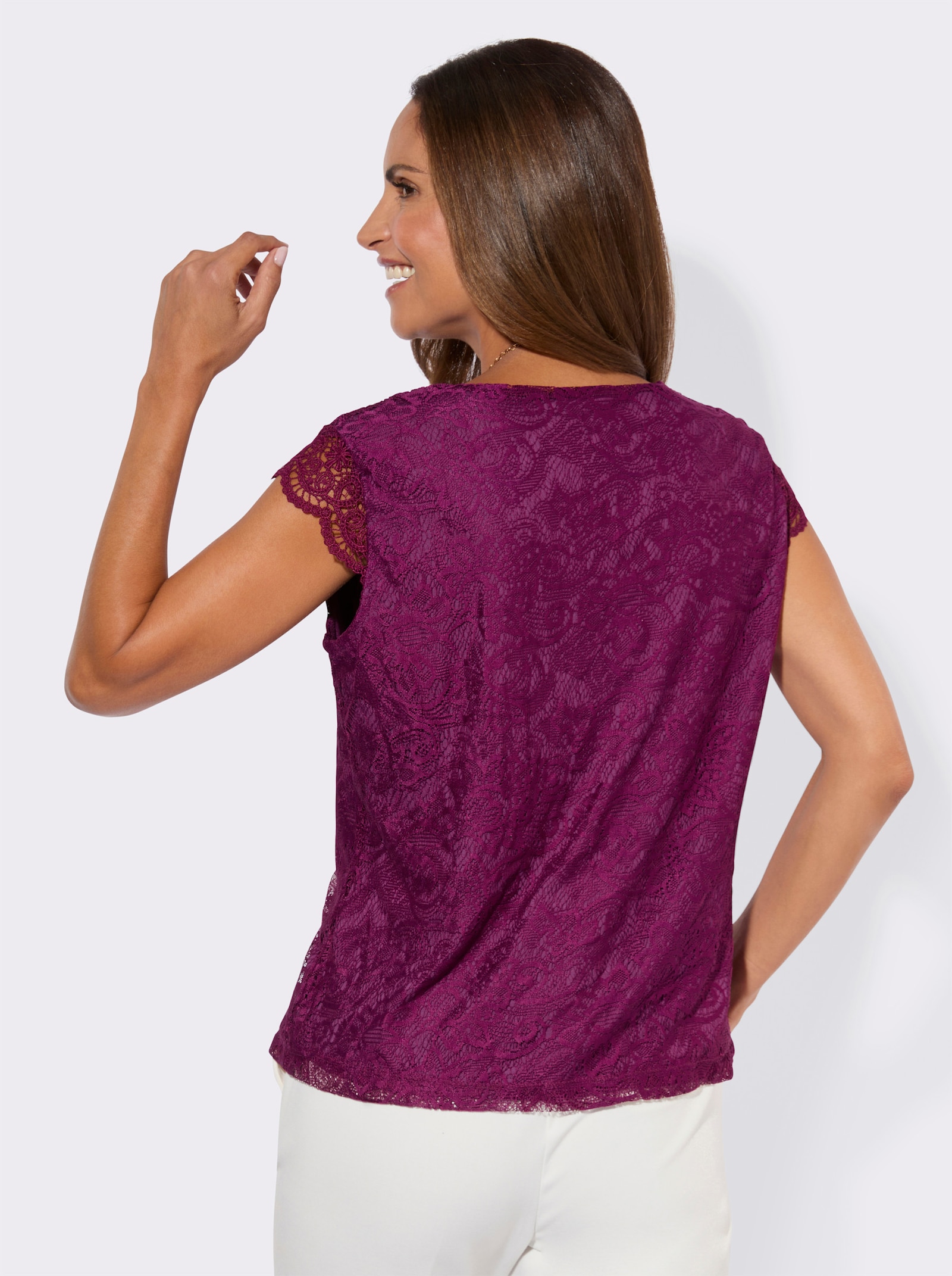 Spitzenshirt mit Viskose-Futter - malve