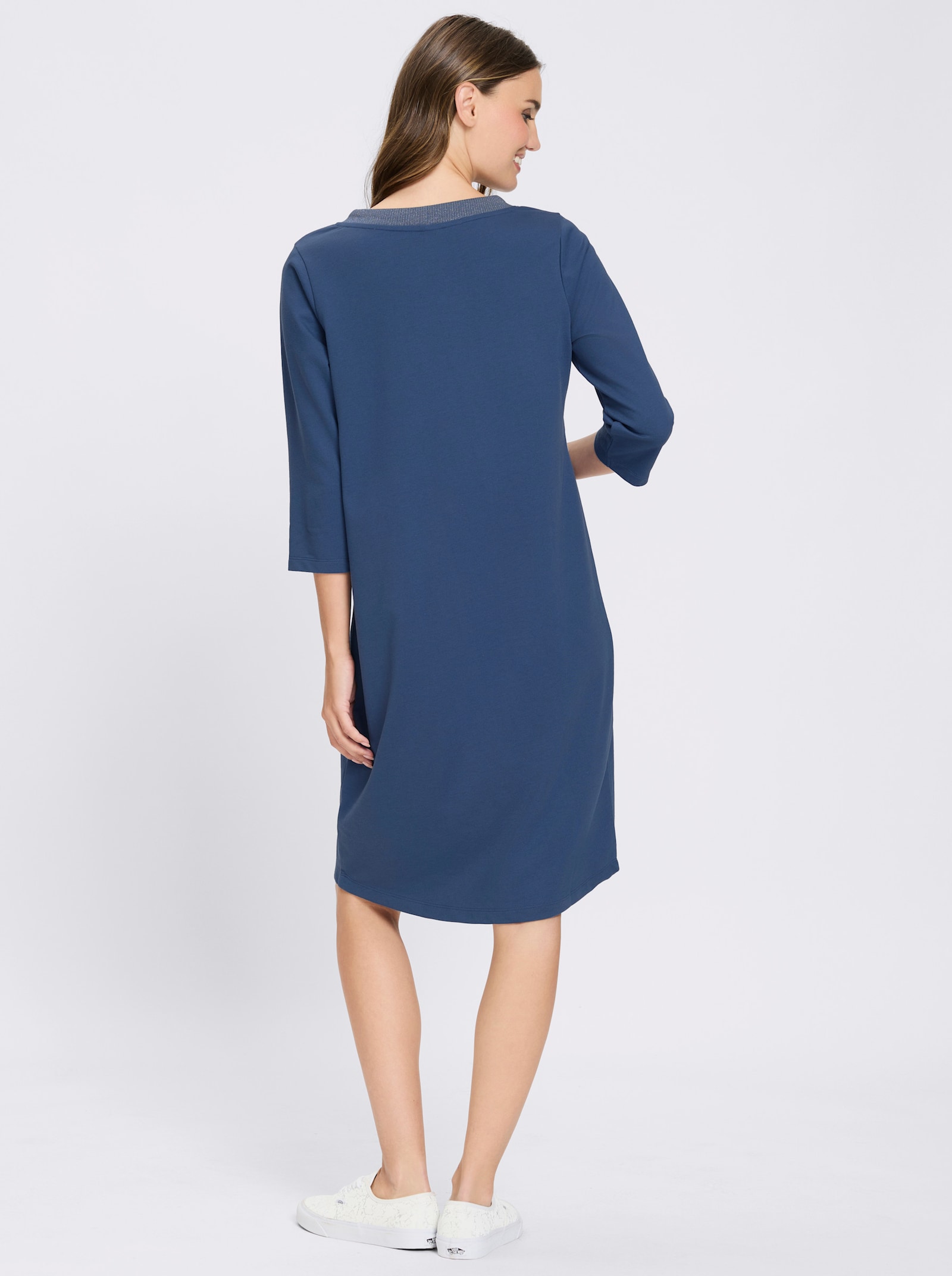 Sweatkleid mit Brusttasche - jeansblau