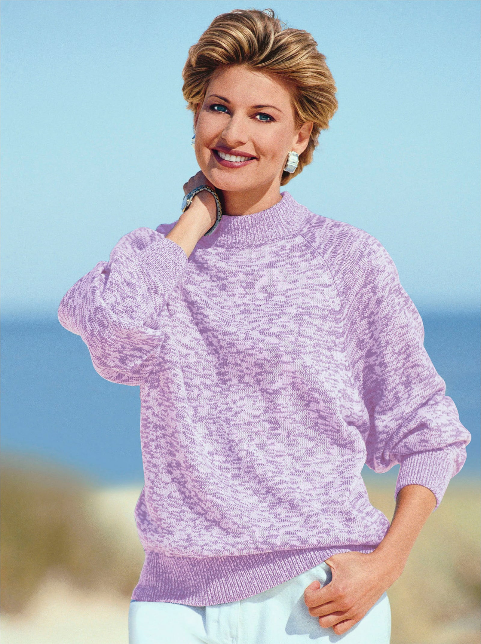 Tricotpullover met raglanmouwen - lila