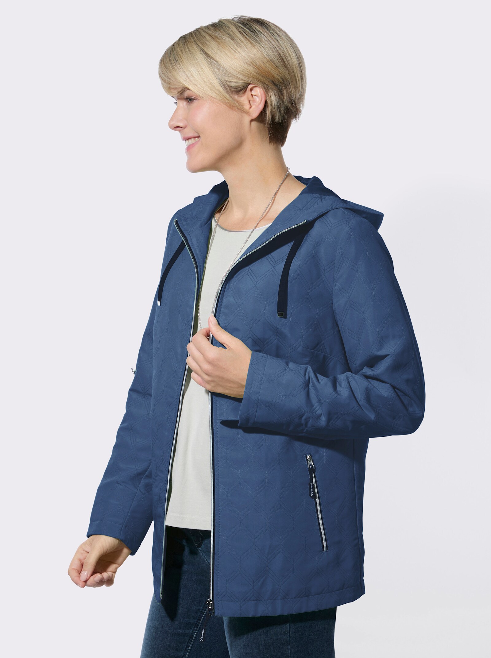 Steppjacke mit Krempelfunktion - jeansblau