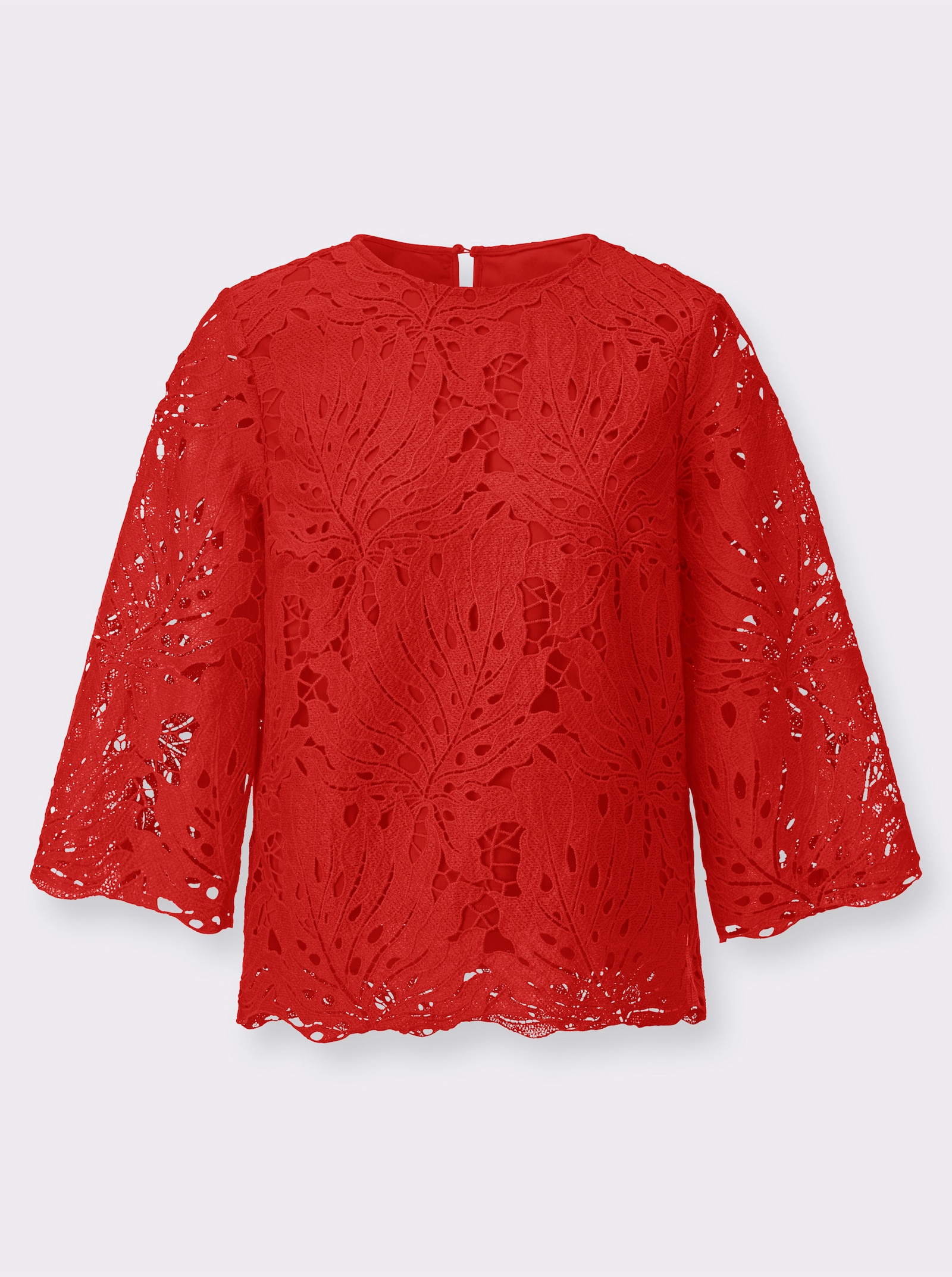 Spitzenbluse mit leicht ausgestellten Ärmeln - rot