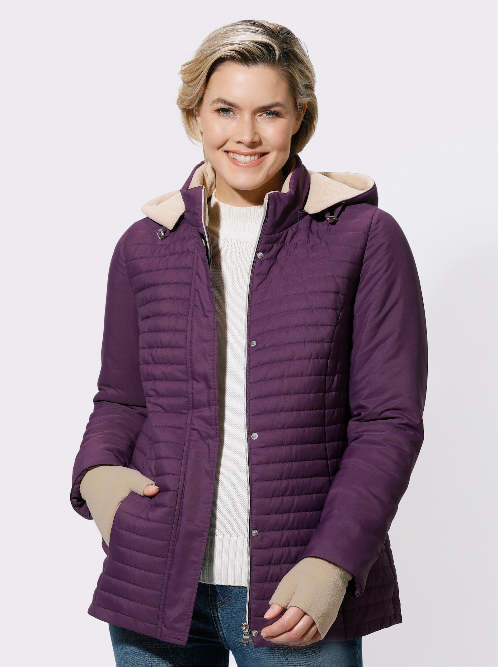 Steppjacke mit abnehmbarer Kapuze - traube
