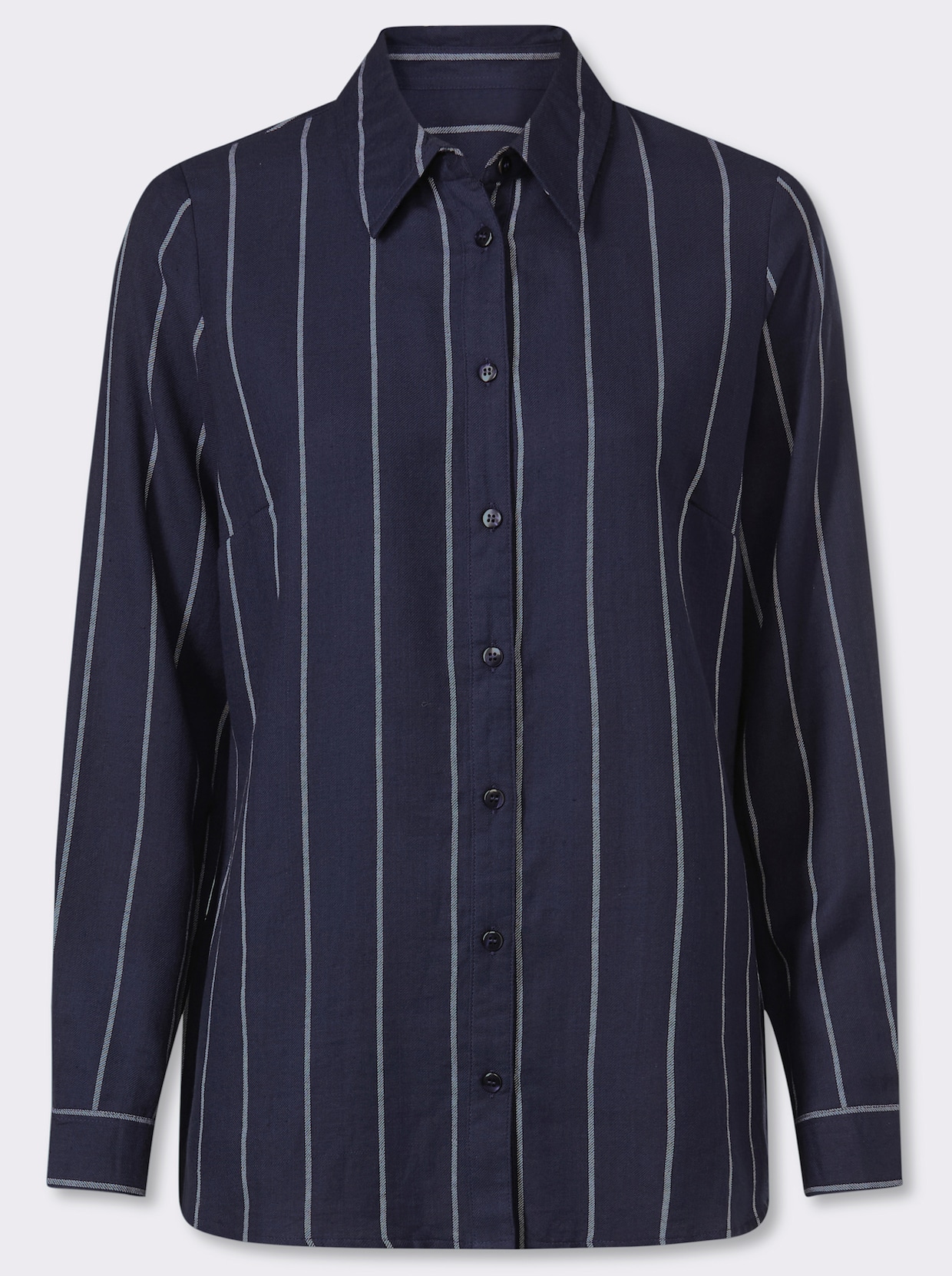 Longbluse im Streifen-Dessin - marine-ecru-gestreift