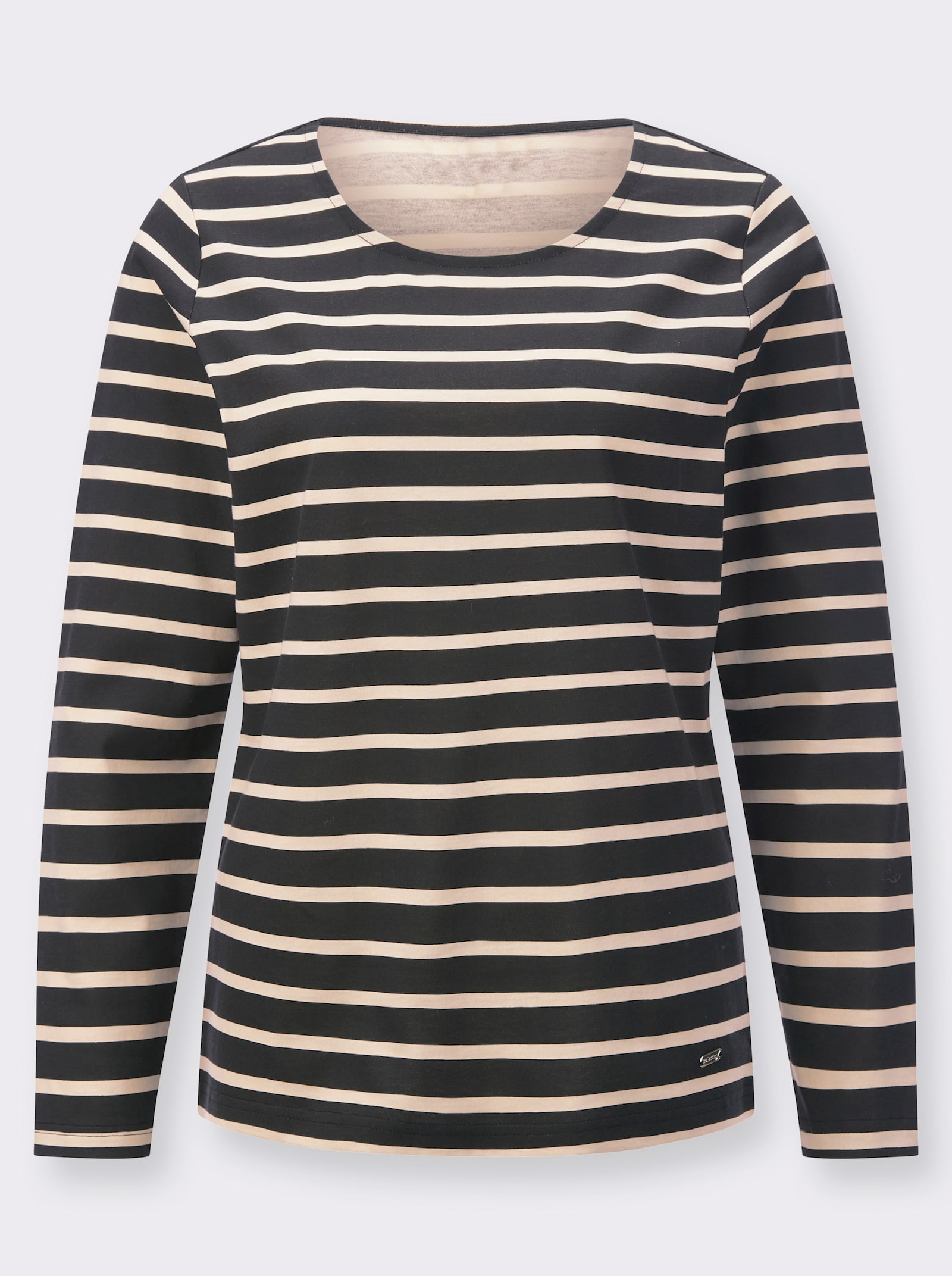 Langarmshirt im Ringelmuster - schwarz-elfenbein-geringelt