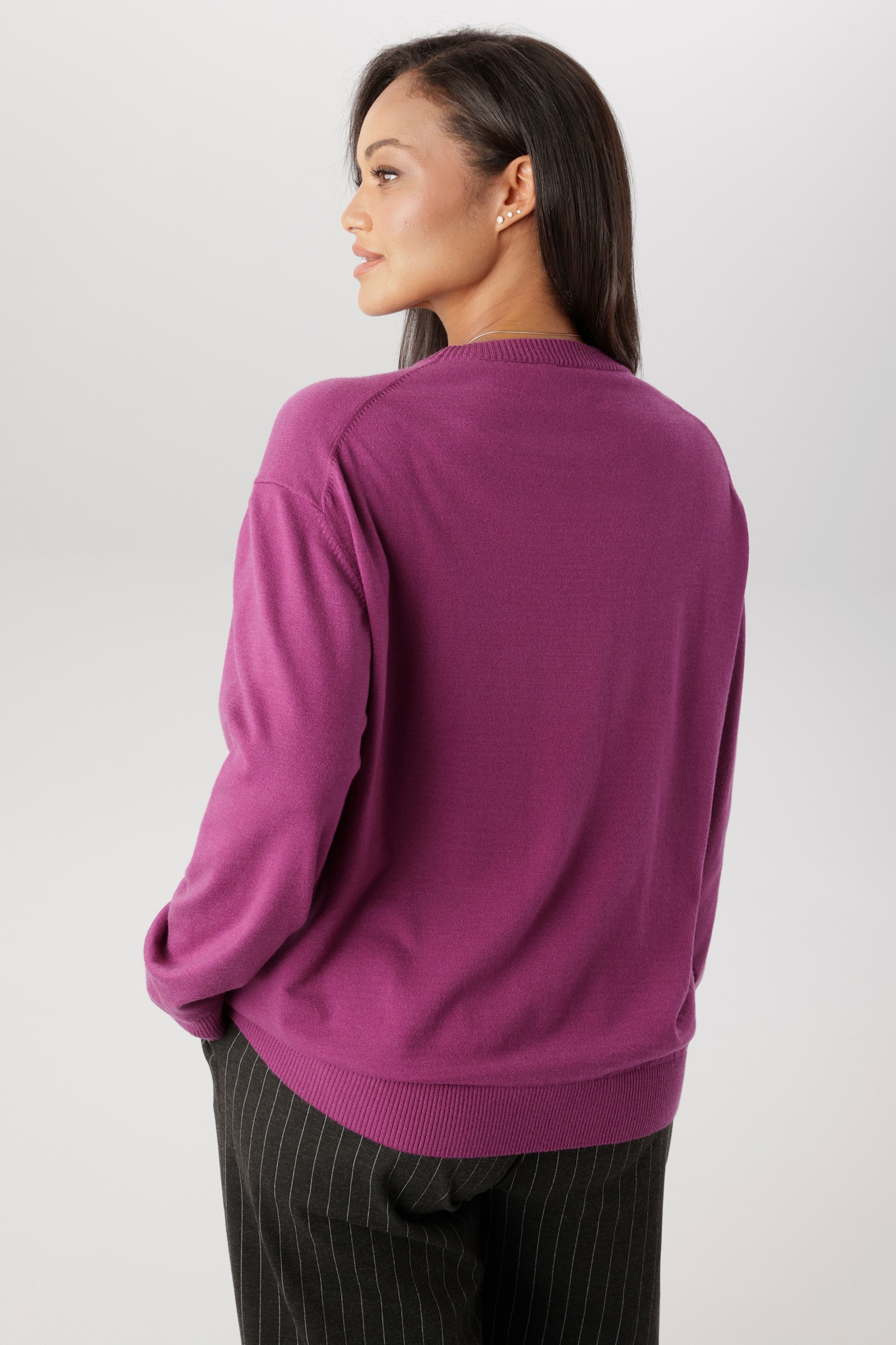 Aniston PLUS Rundhalspullover - fuchsia