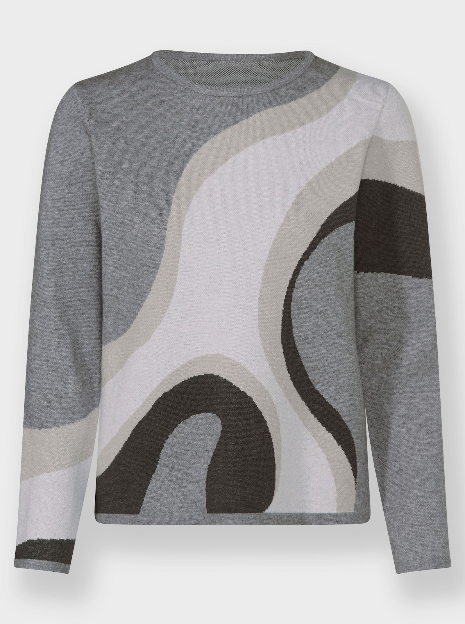 Strickpullover in Jacquard-Strick - graphit-grau-gemustert