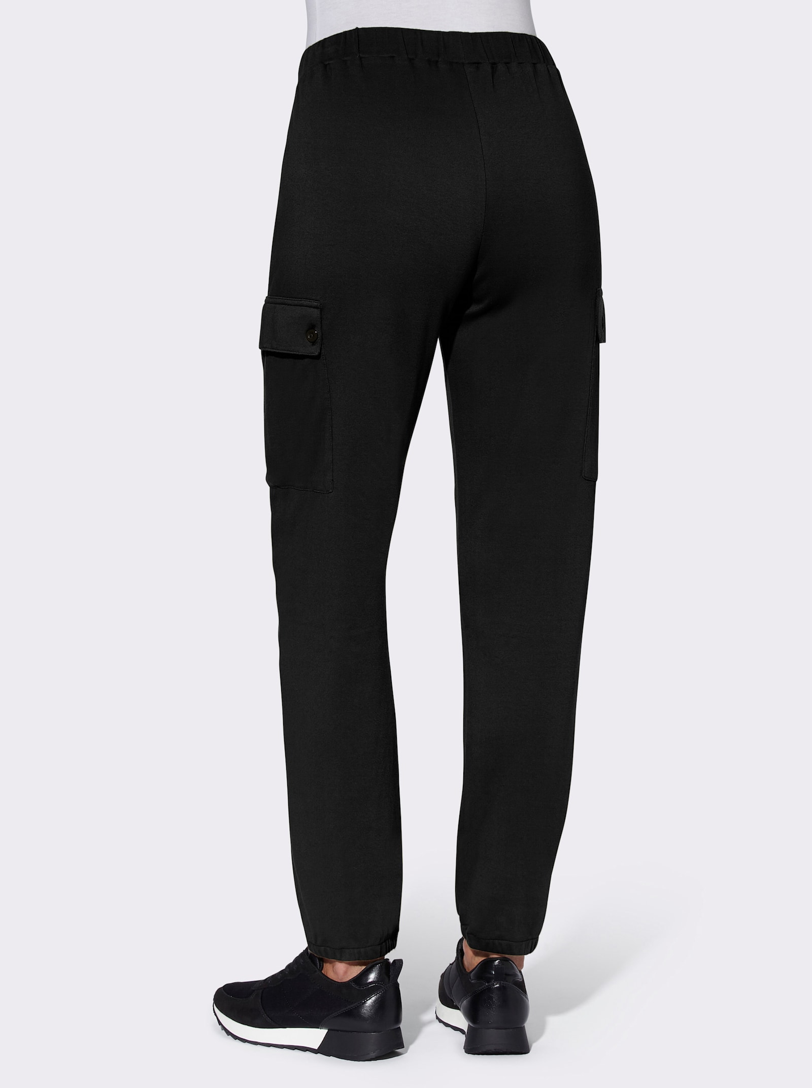 Sweatbroek met zijklepzakken - zwart