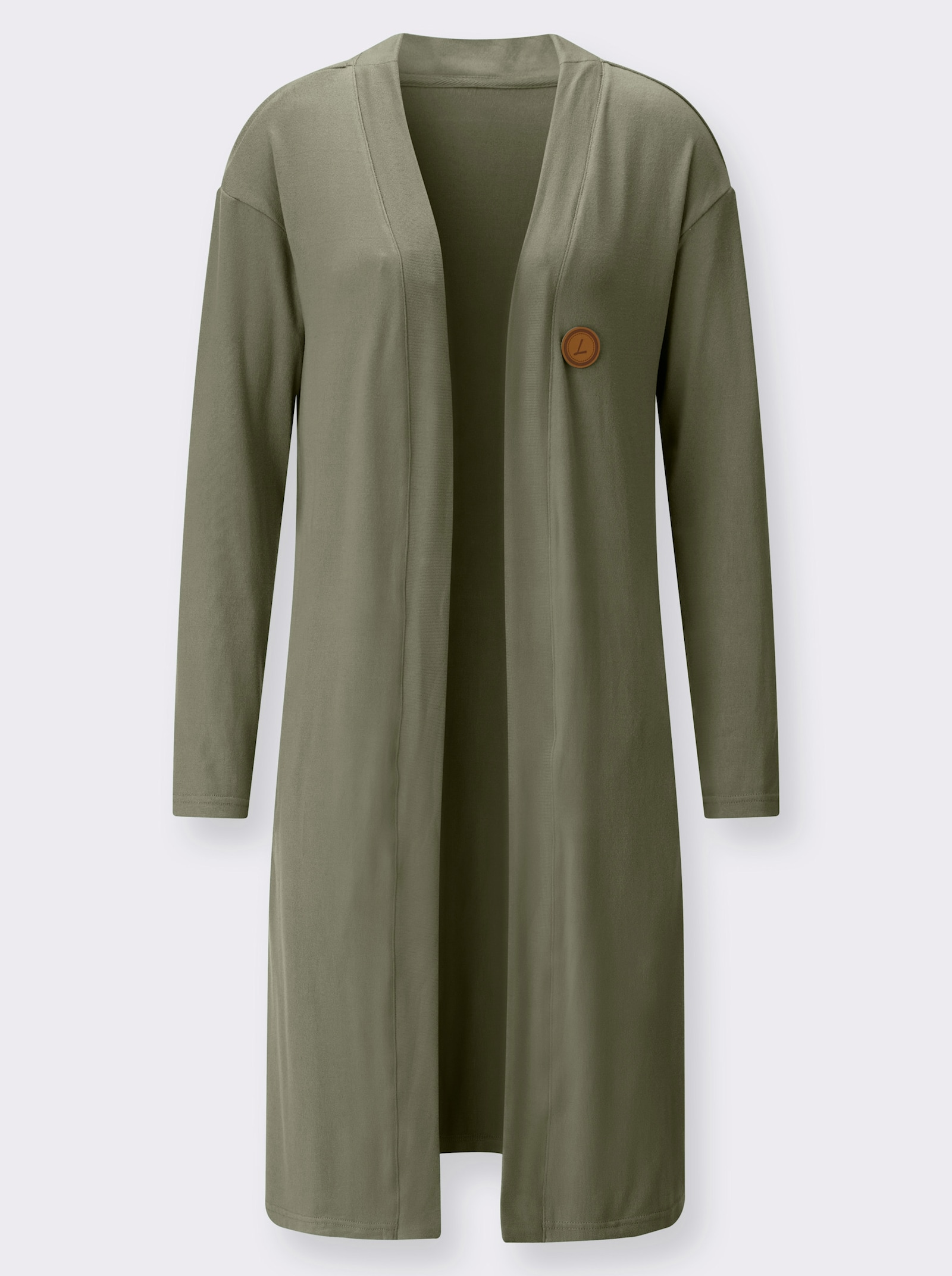 Shirtjacke in offener Form - khaki