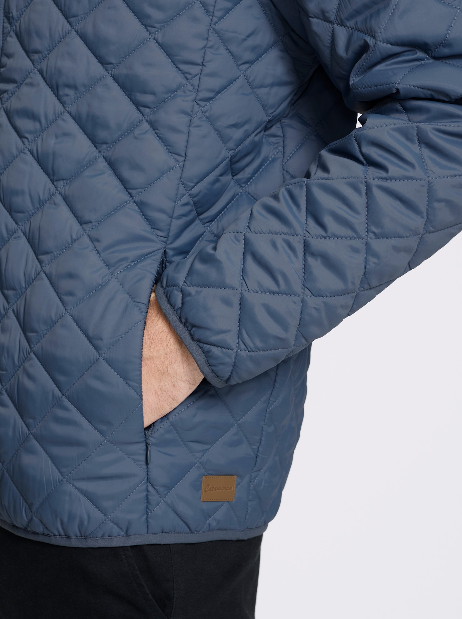 Catamaran Jacke in Longform mit Rautenstepp - rauchblau