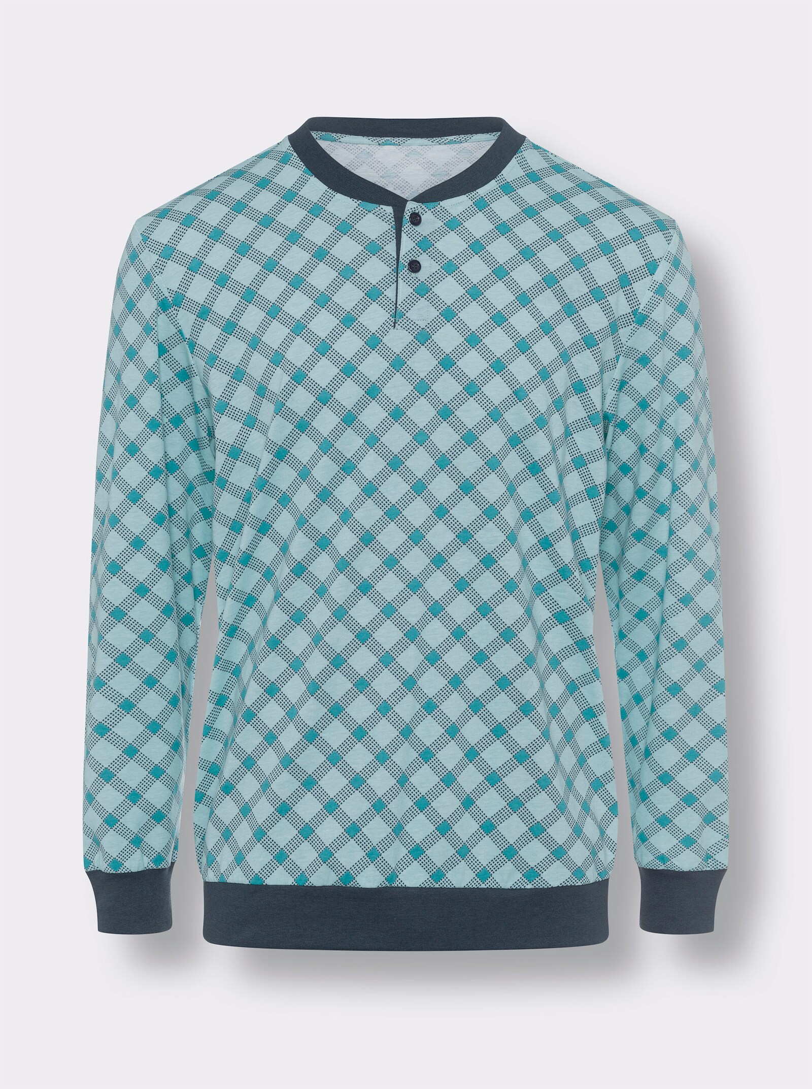 Pyžamo s elastickými náplety - akvamarínová-tmavěmodrá