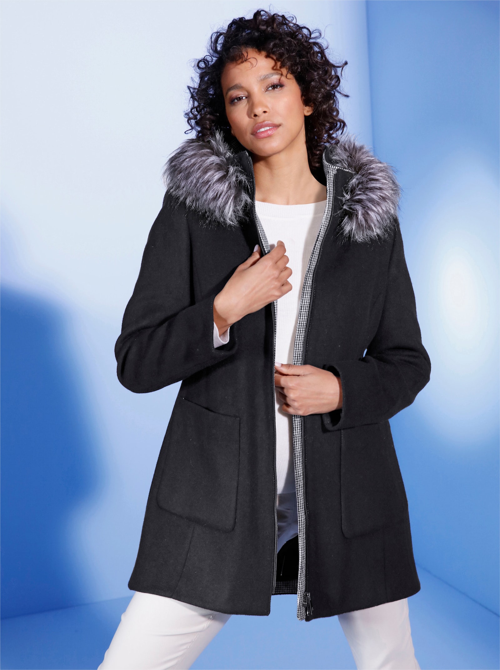 Manisa Jacke mit Woll-Anteil - schwarz