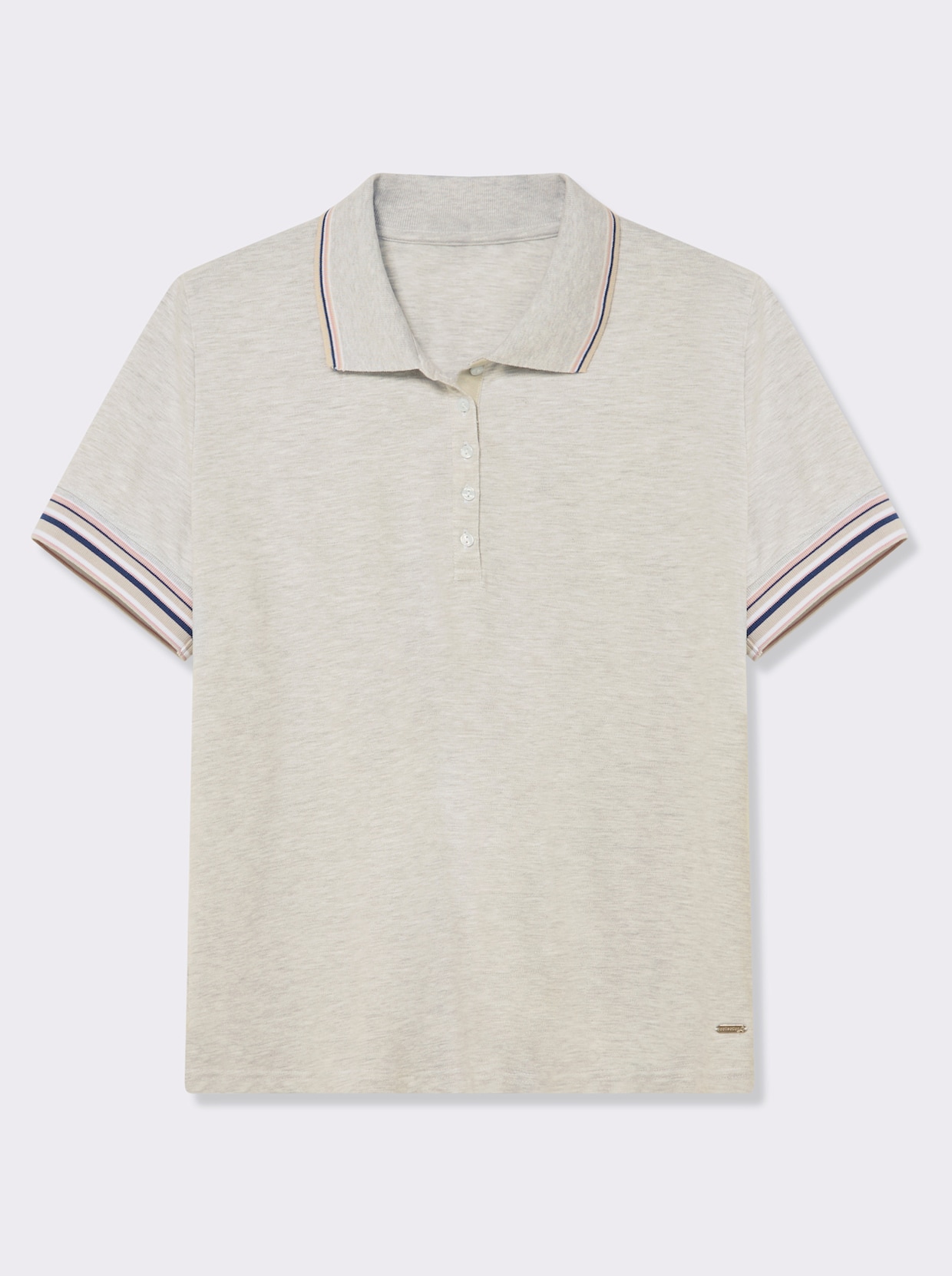 Poloshirt in Pikee-Qualität - hellgrau-meliert