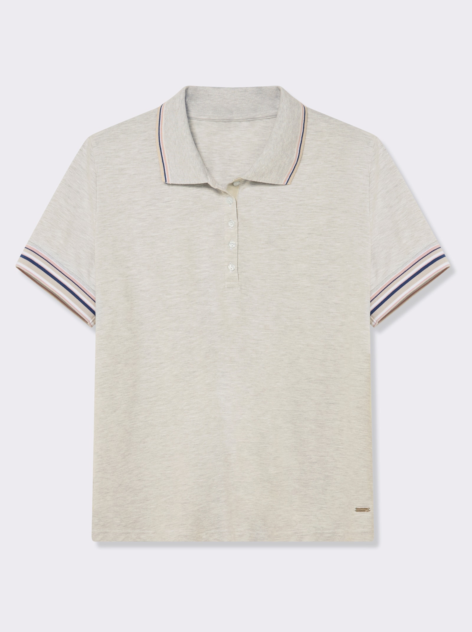 Poloshirt in Pikee-Qualität - hellgrau-meliert