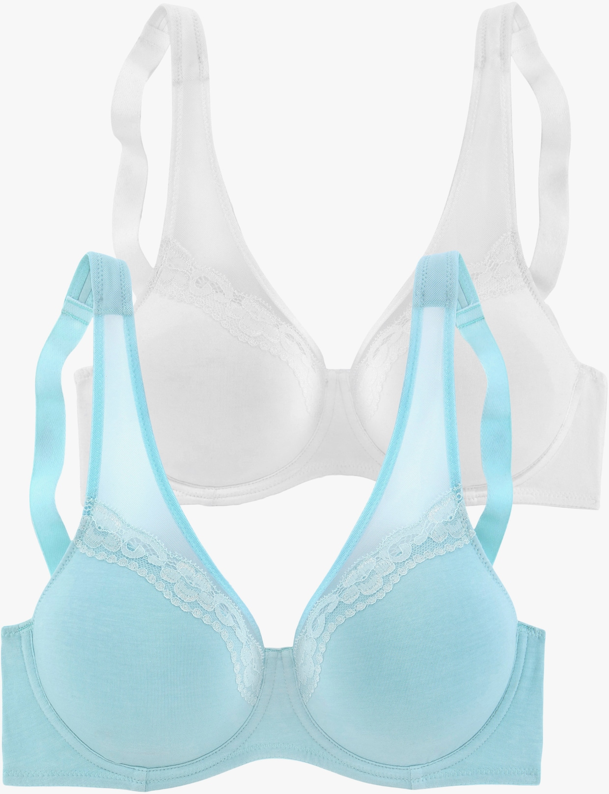 petite fleur Soutien-gorge minimiseur - bleu clair + blanc