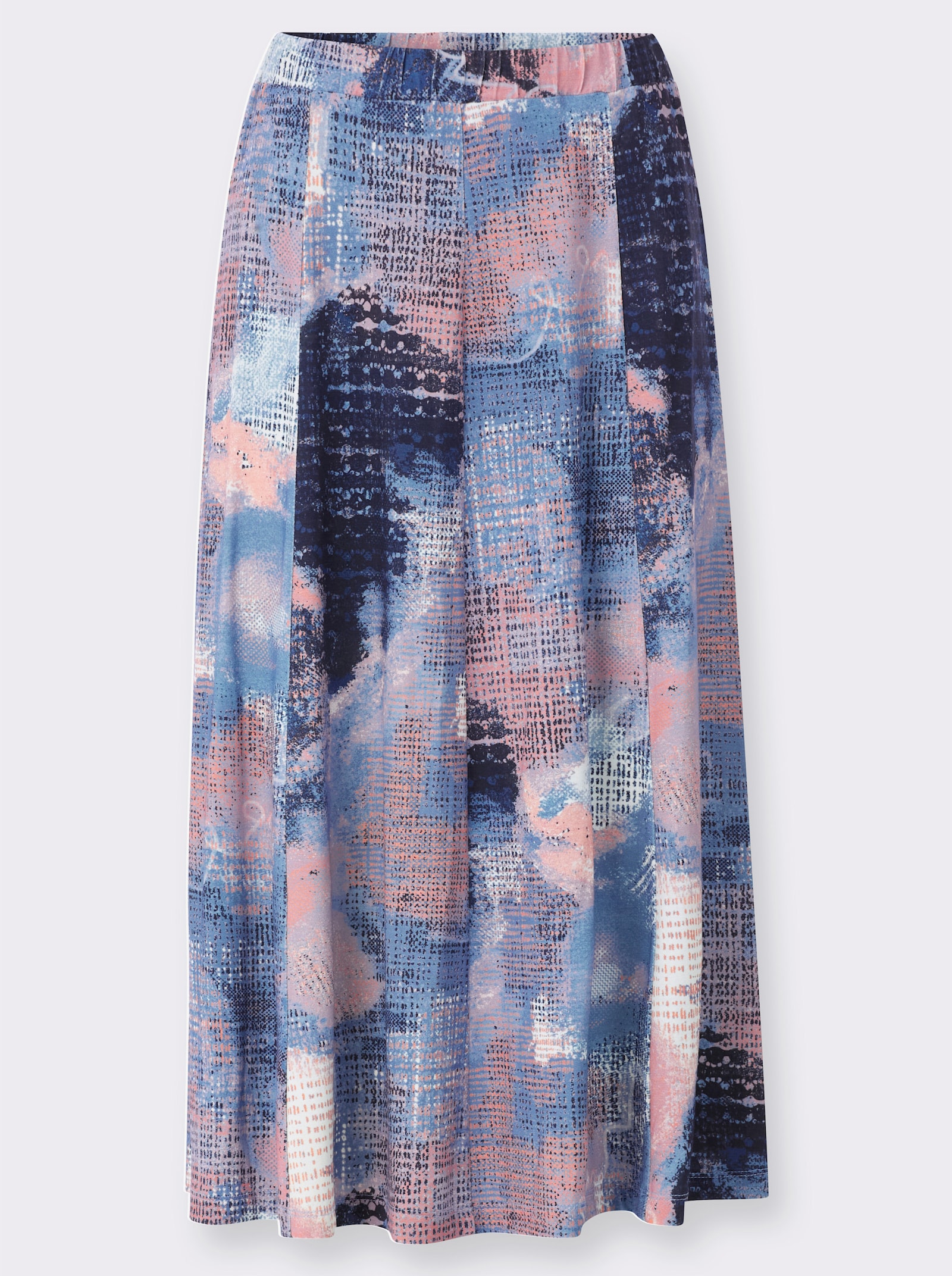 Bahnenrock mit Rundum-Dehnbund - marine-flamingo-bedruckt