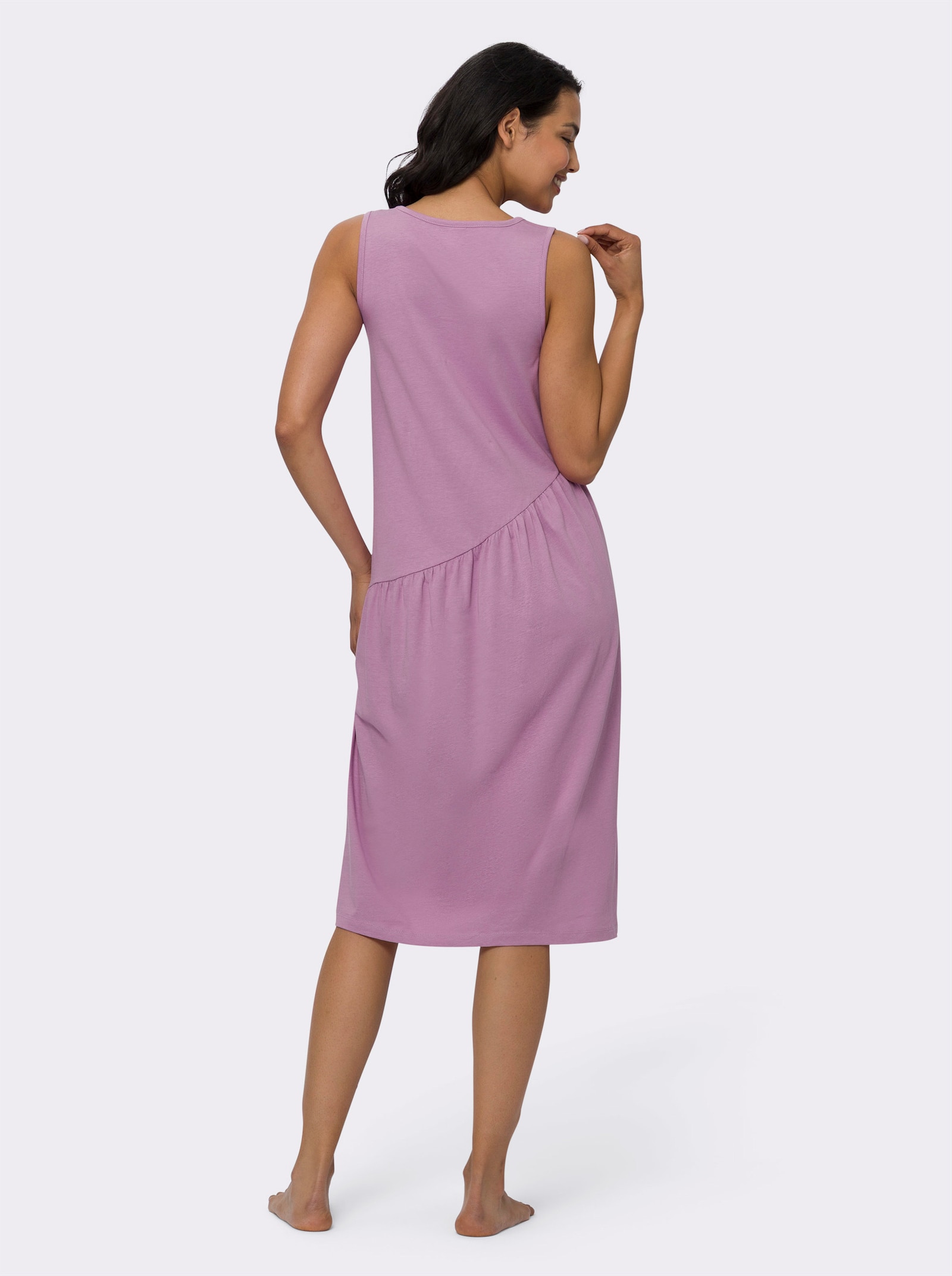 Sommerkleid mit Volant am Saum - orchidee