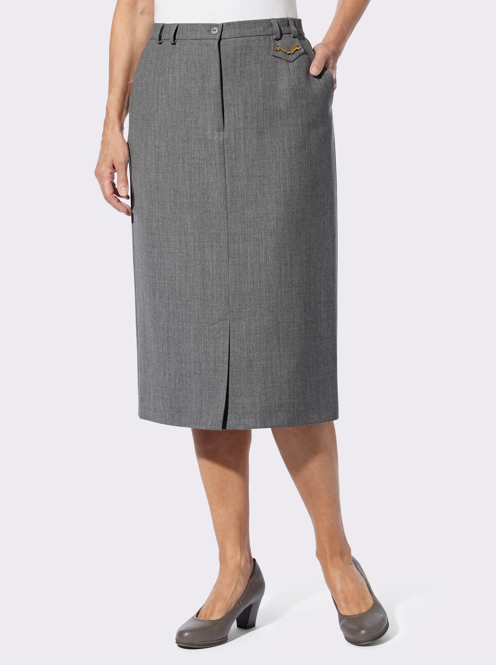 Webrock mit Deko-Patte - hellgrau-meliert