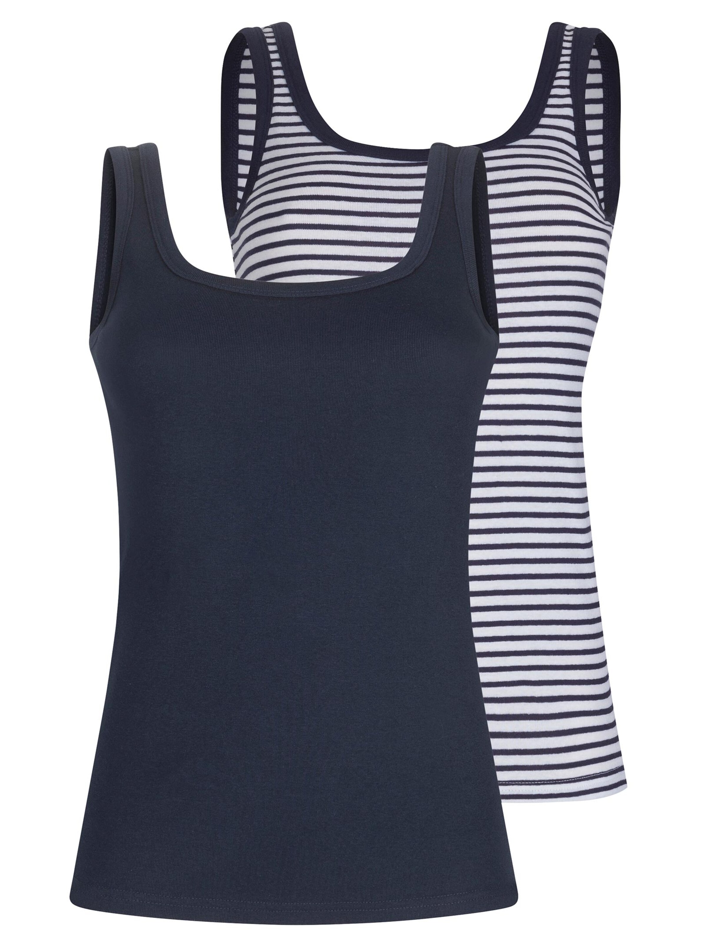 wäschepur Achselhemd - marine + marine-geringelt