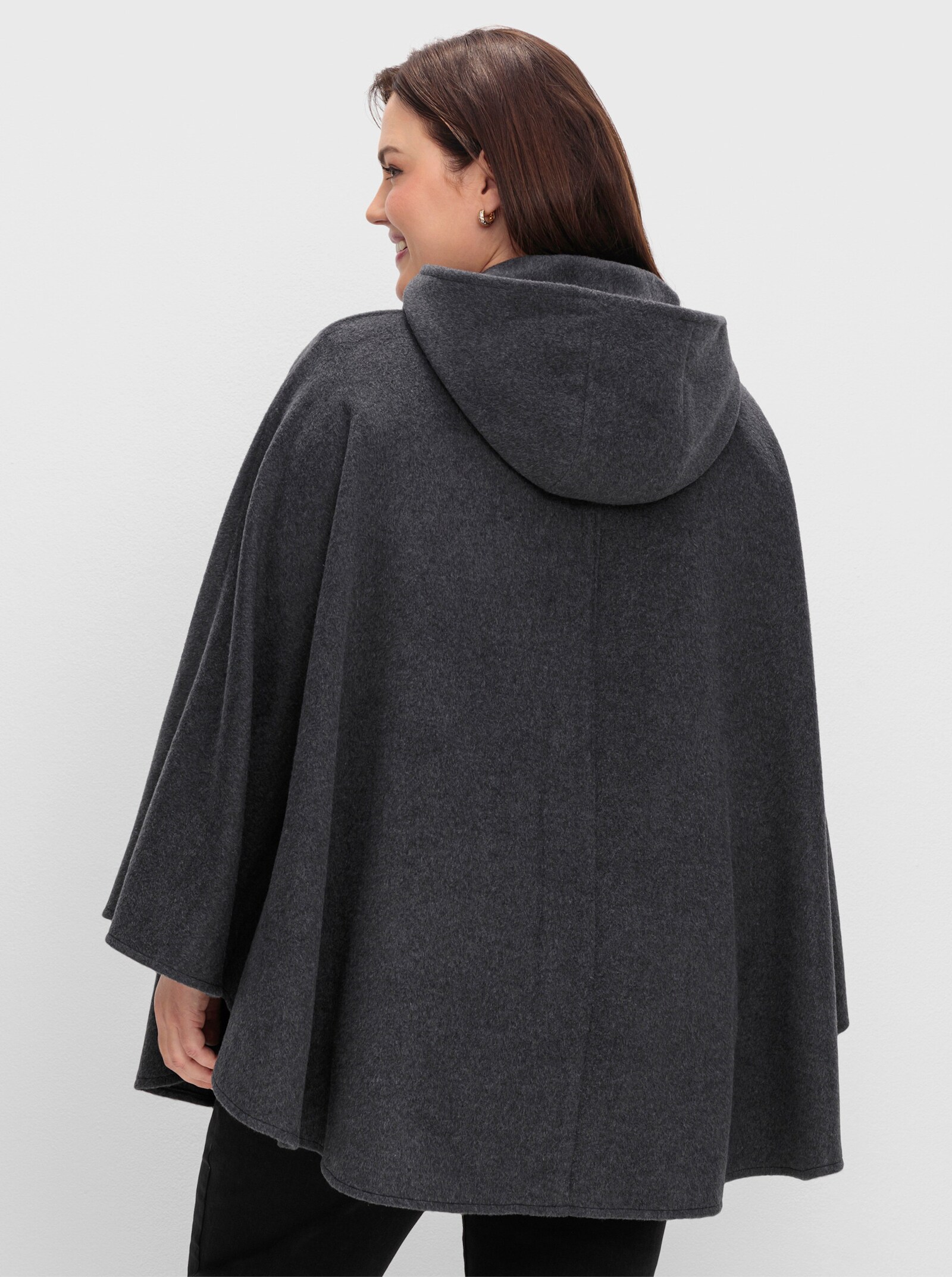 sheego Cape mit Kapuze - anthrazit meliert