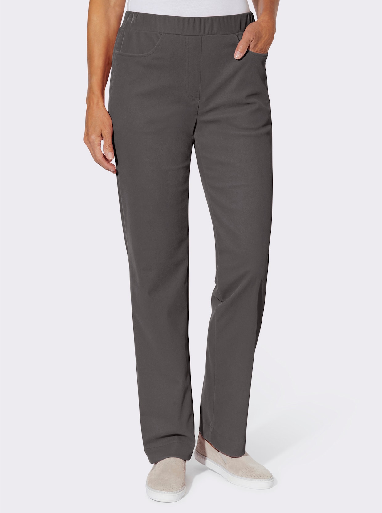 Samthose mit Rundum-Dehnbund - anthrazit