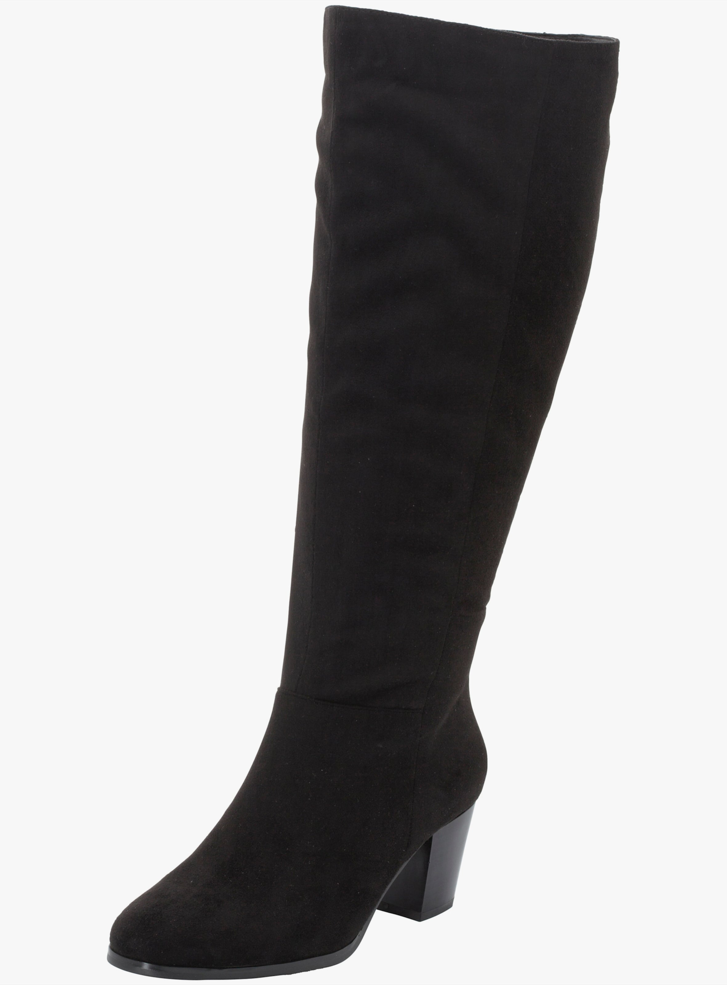 Weitschaftstiefel aus Velours-Lederimitat