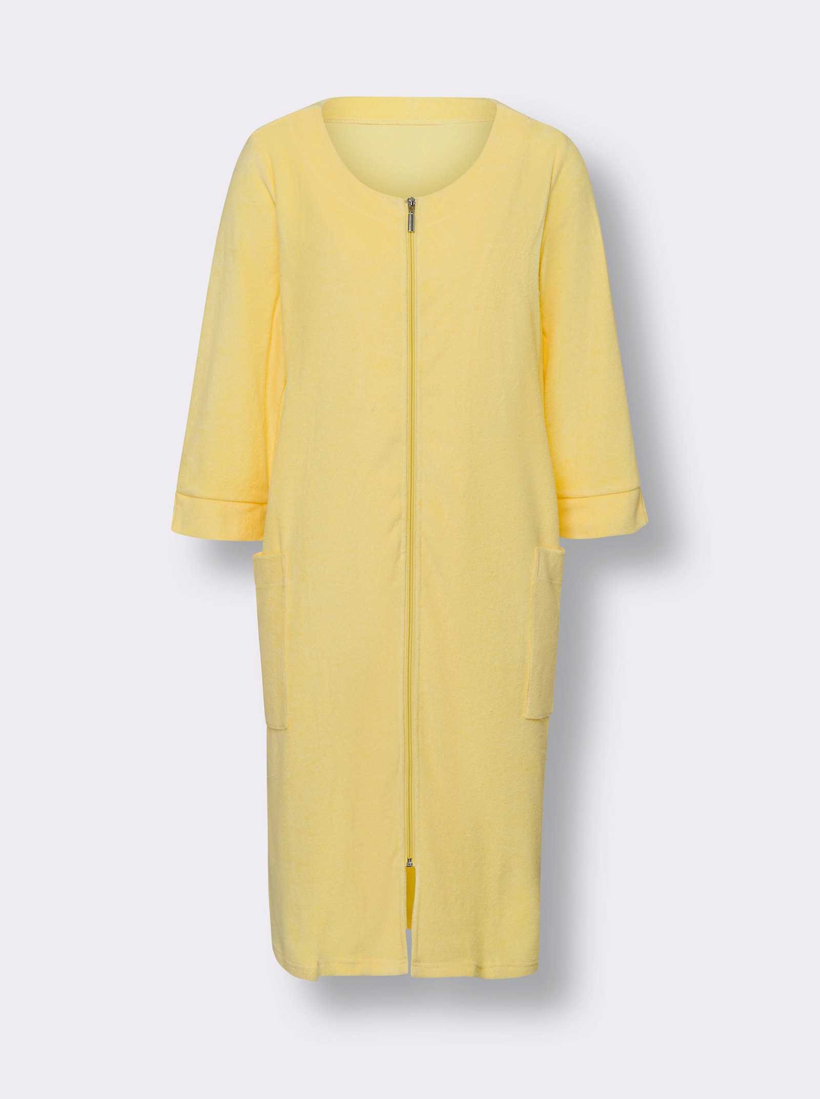 Badjas met ritssluiting, fijnfrotté - citroen