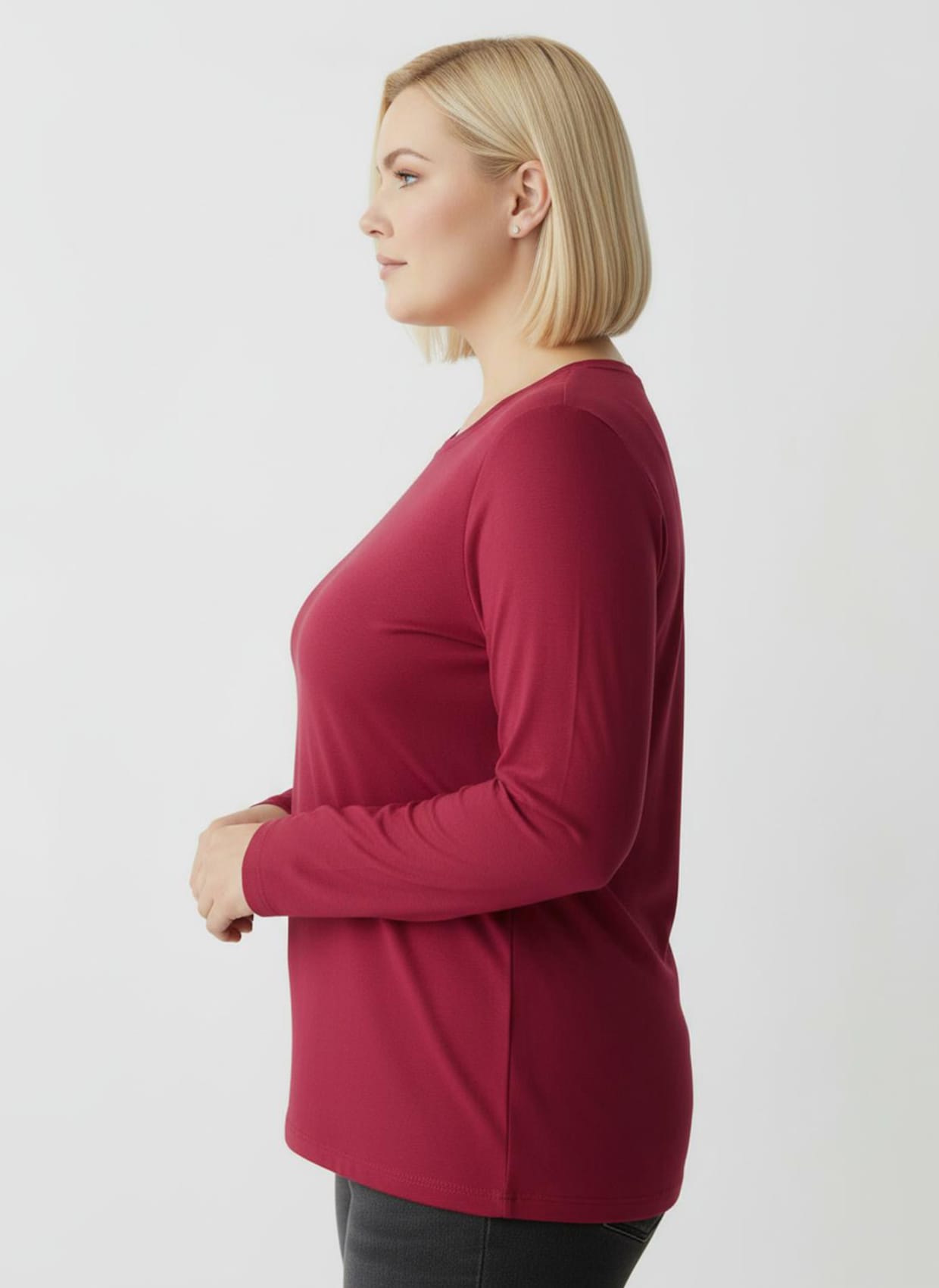 Rundhalsshirt mit zertifizierter Baumwolle - rot