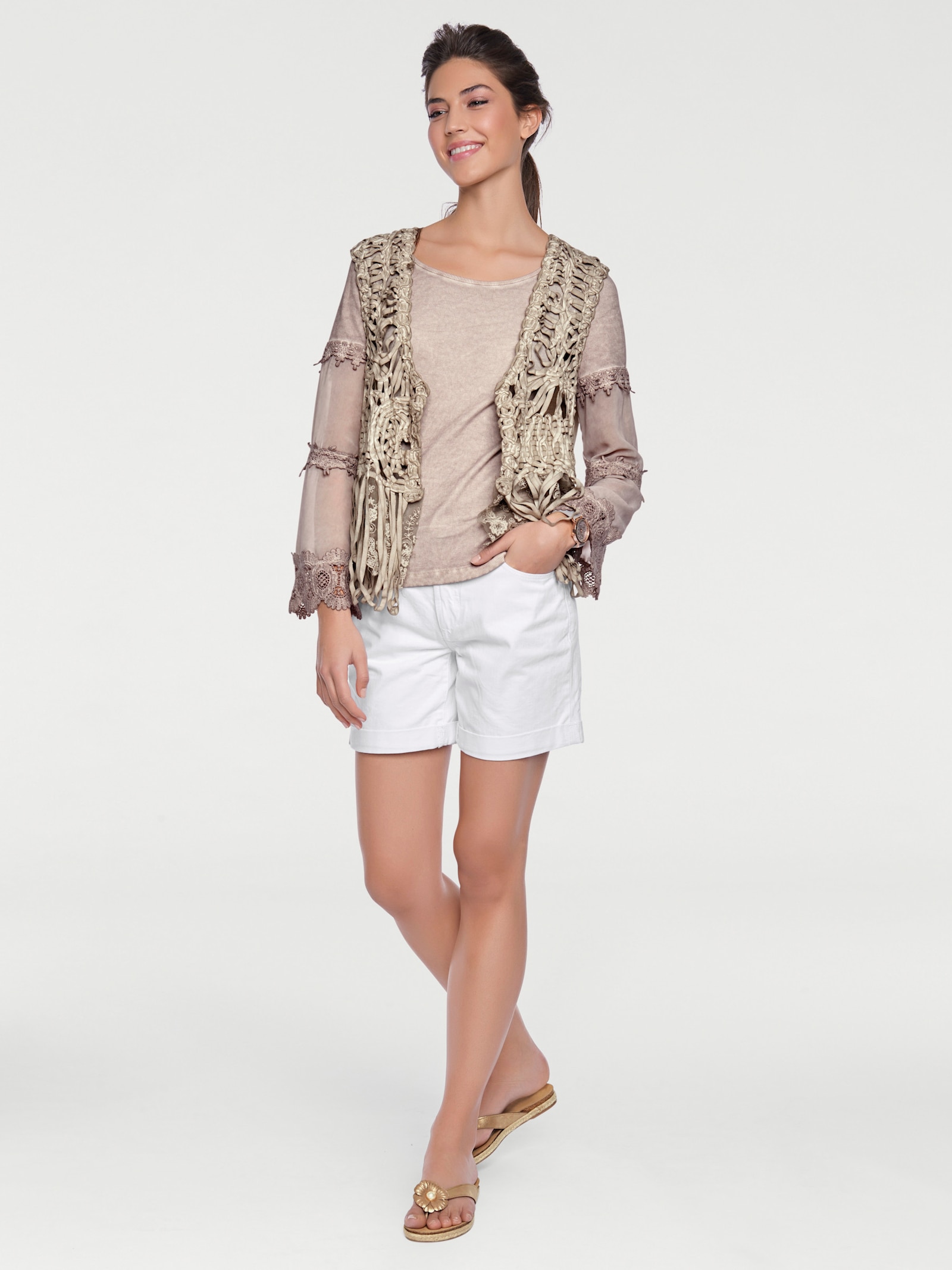 heine Jeansshort mit Beinaufschlag - weiß