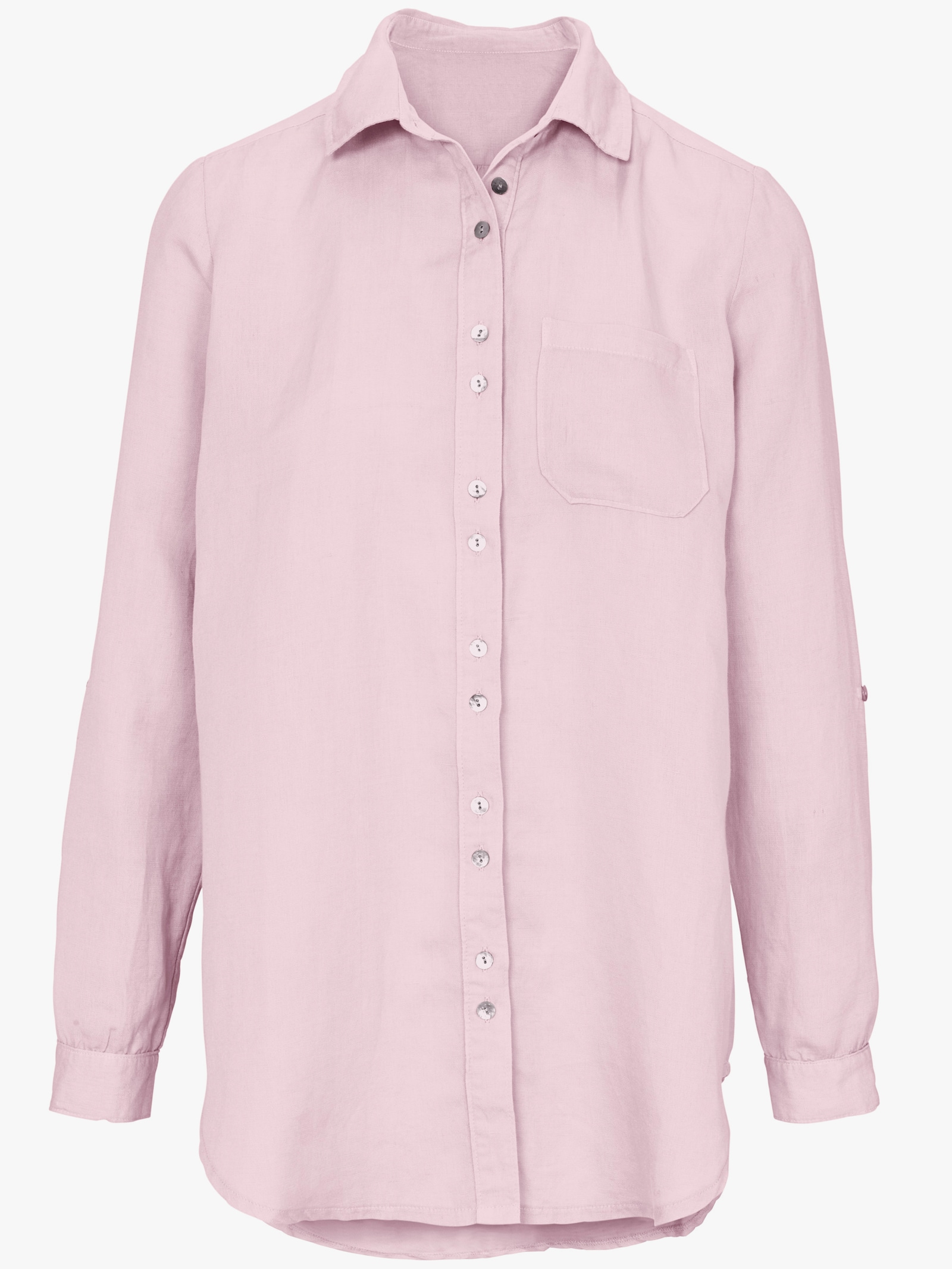 heine Hemdbluse im Baumwoll-Leinen-Mix - hellrosé