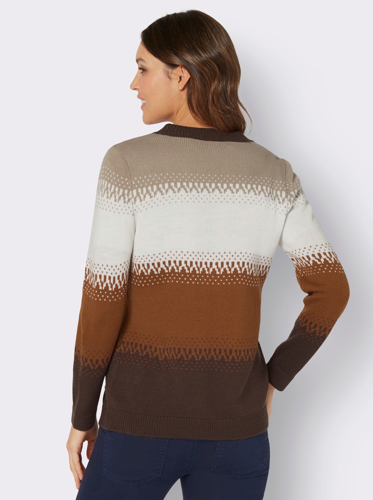 Cardigan - cognac-choklad, mönstrad