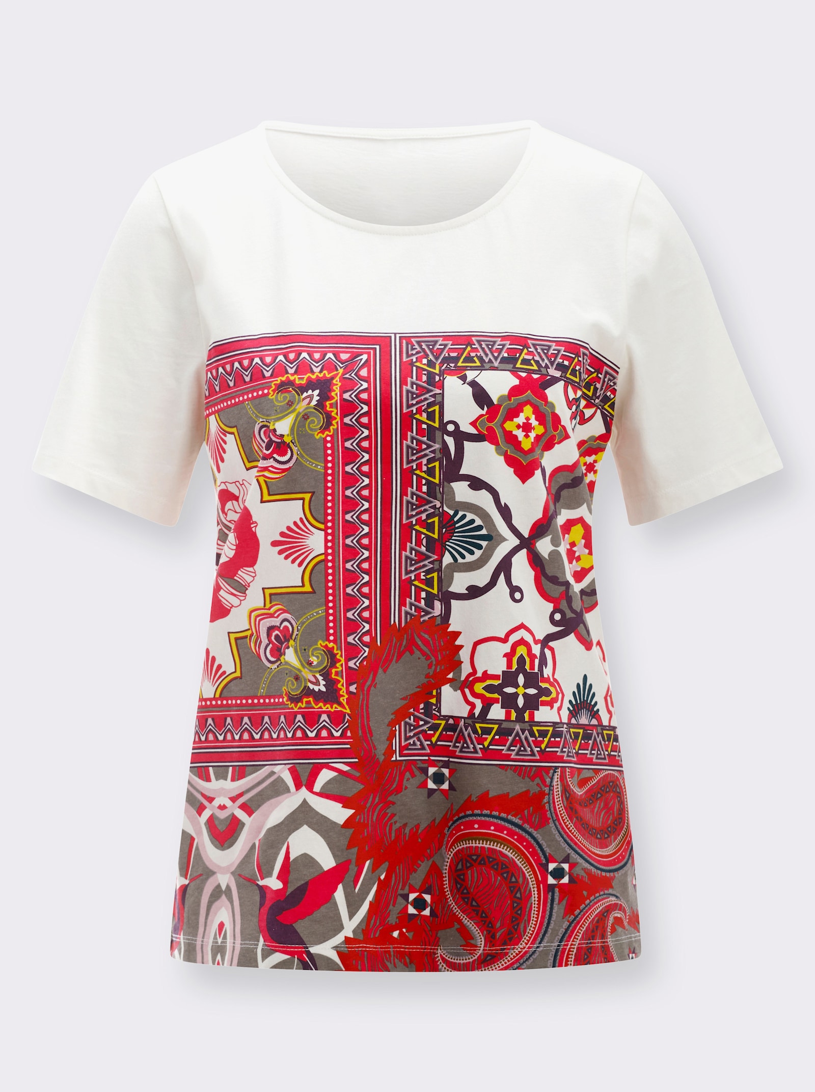  Shirt met korte mouwen en print - ecru/pink