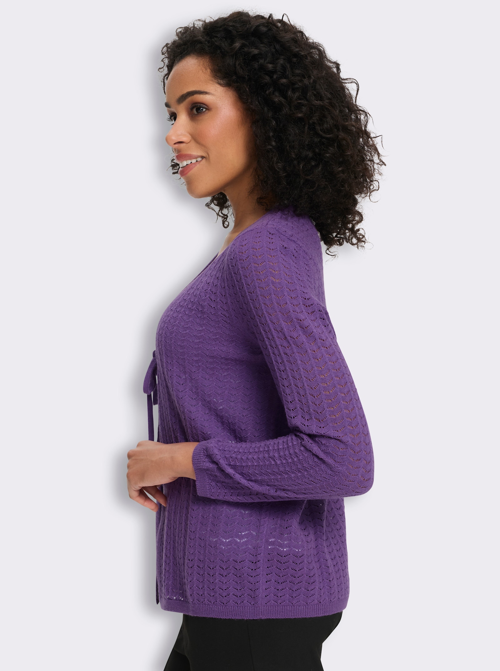 Strickjacke mit Ajour-Muster - lila
