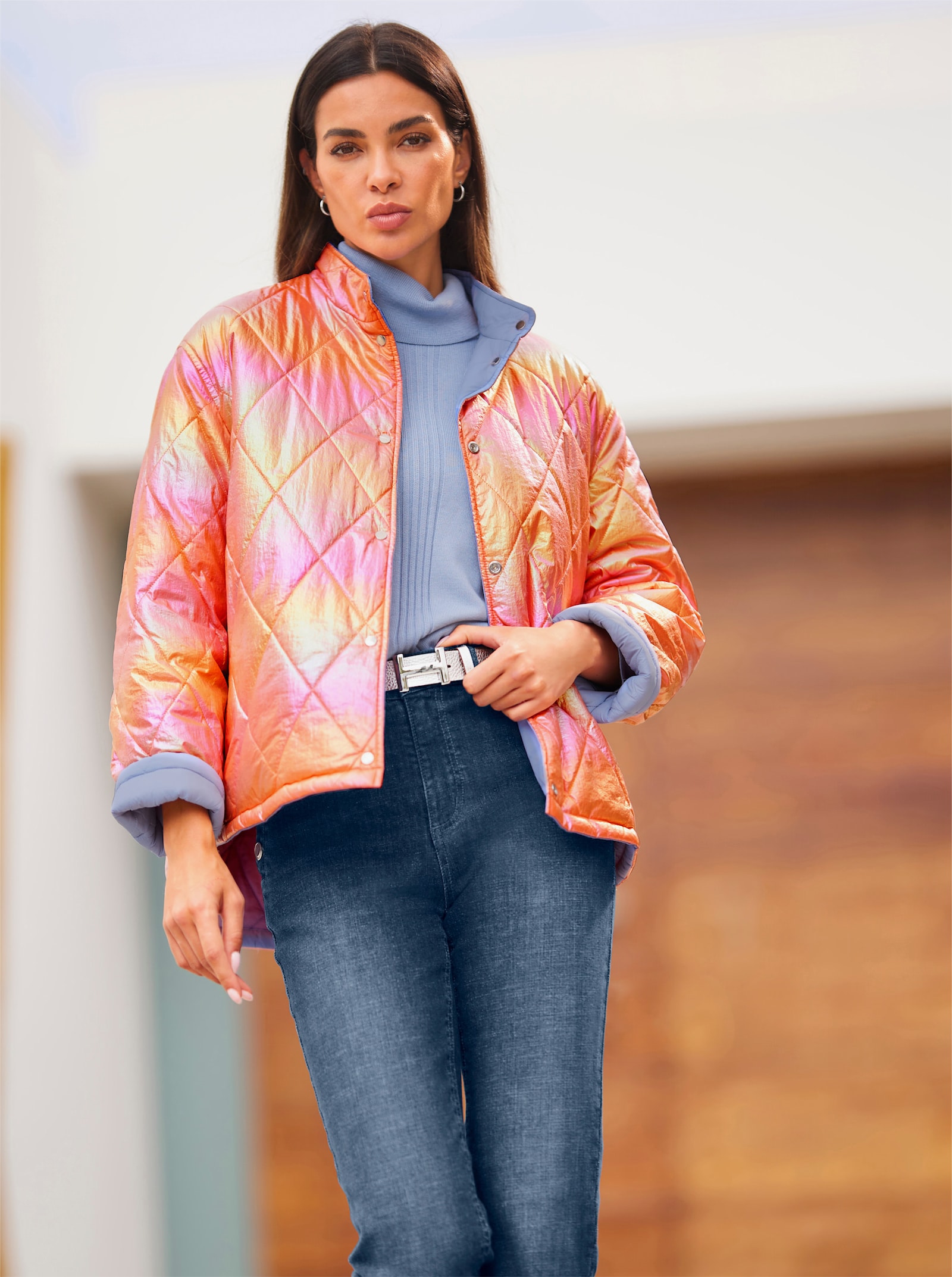 heine Keerbare gewatteerde jas - bleu/oranje