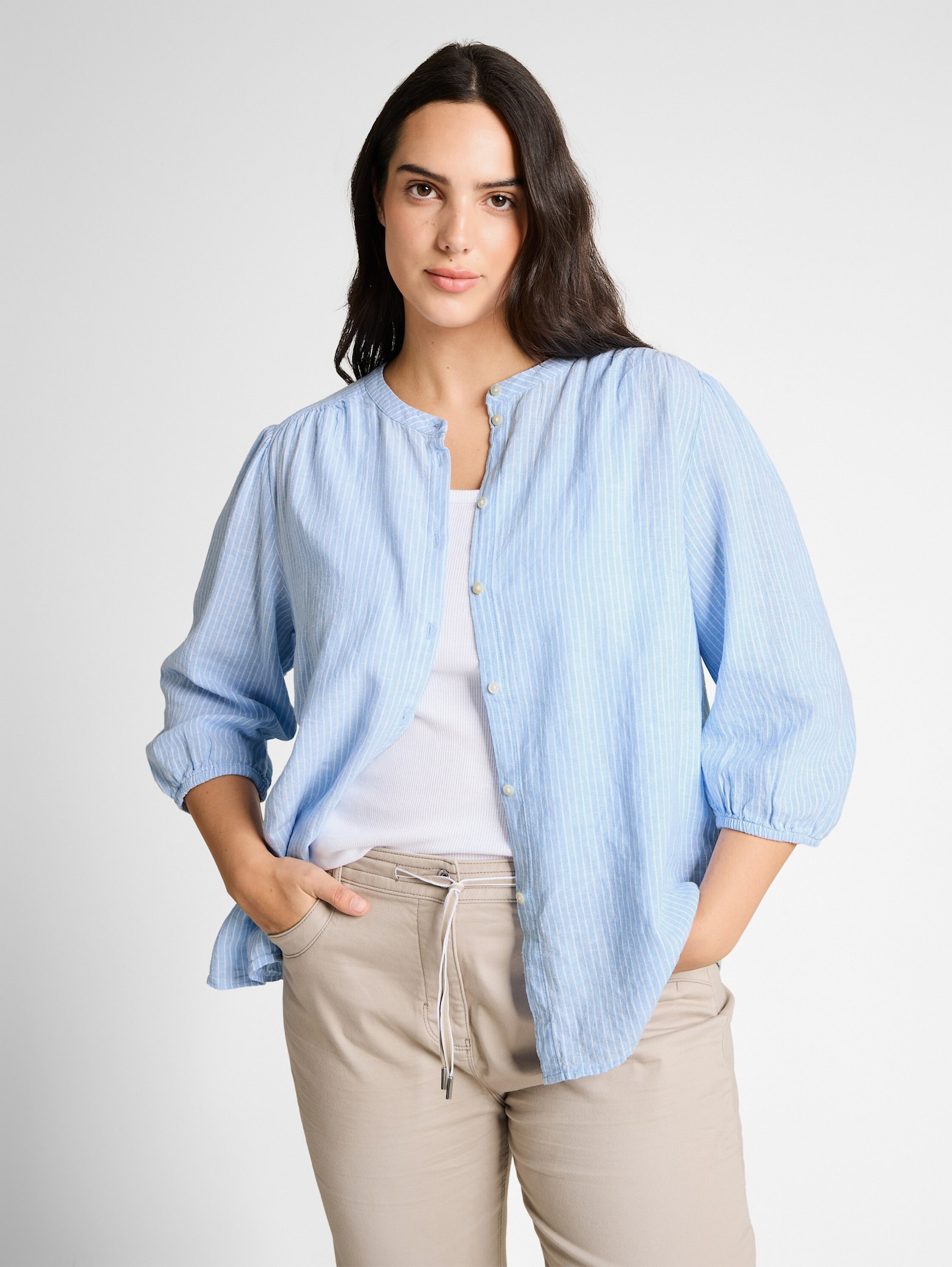 TOM TAILOR PLUS Schluppenbluse - fjord blue irregular stripe