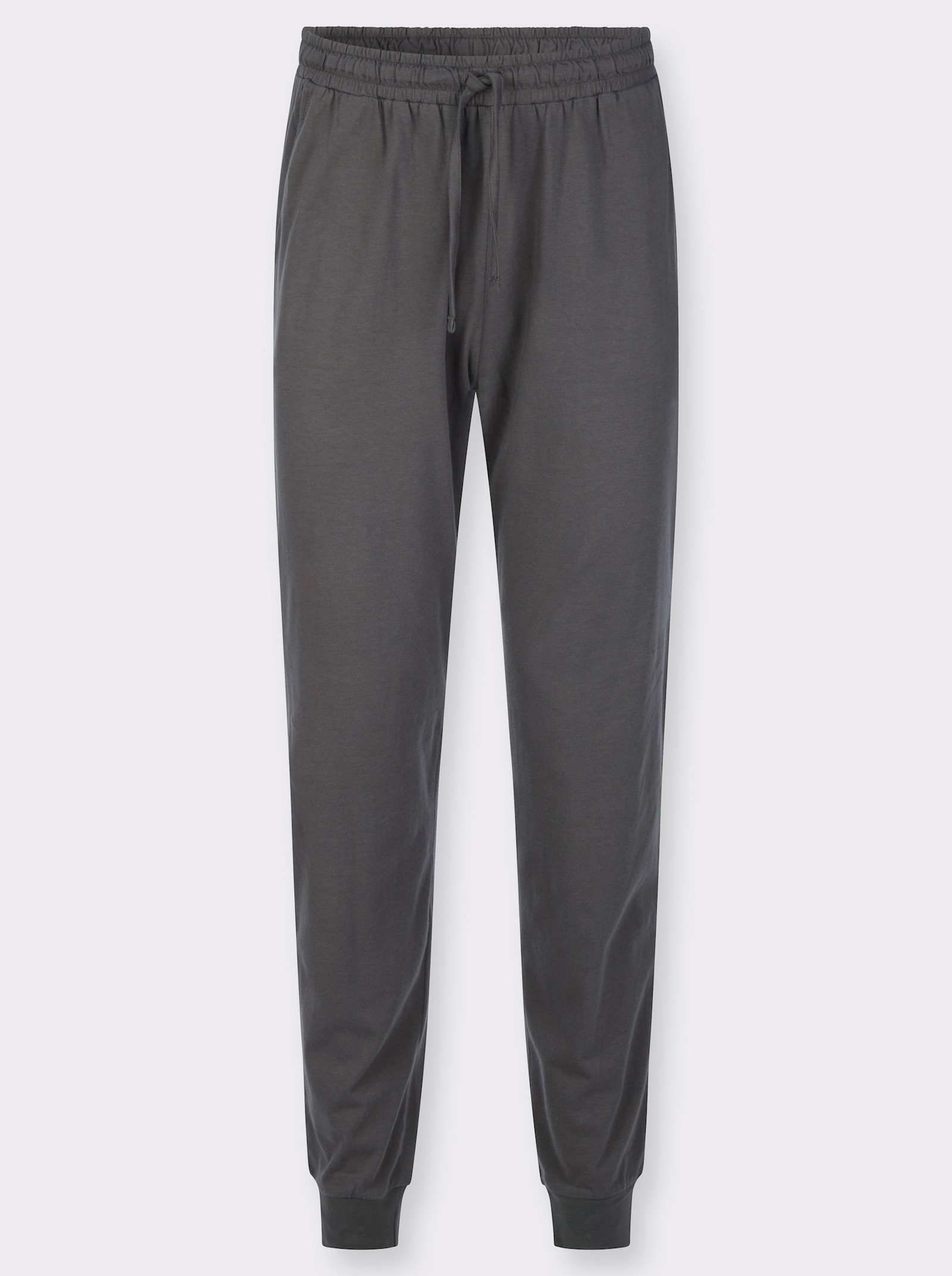 Žerzejové kalhoty s elastickými žebrovanými náplety - antracitová