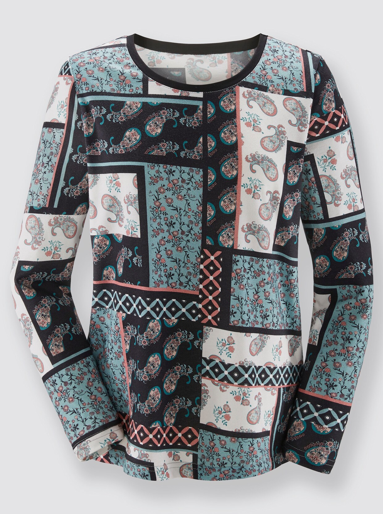 Shirt met lange mouwen - winterturquoise geprint