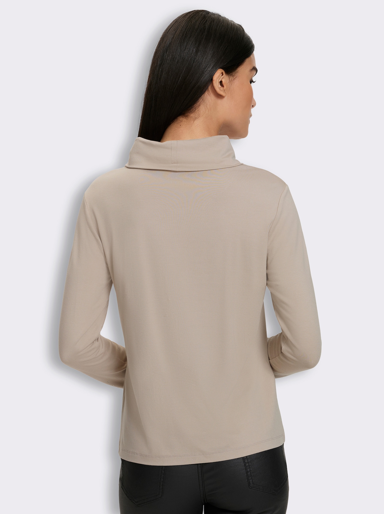 heine Rollkragenshirt mit Glitzersteinchen - sesam