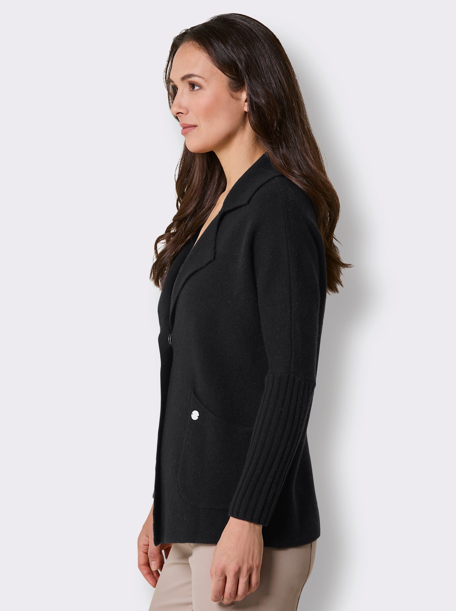 CREATION L PREMIUM Kaschmir-Strickjacke - schwarz