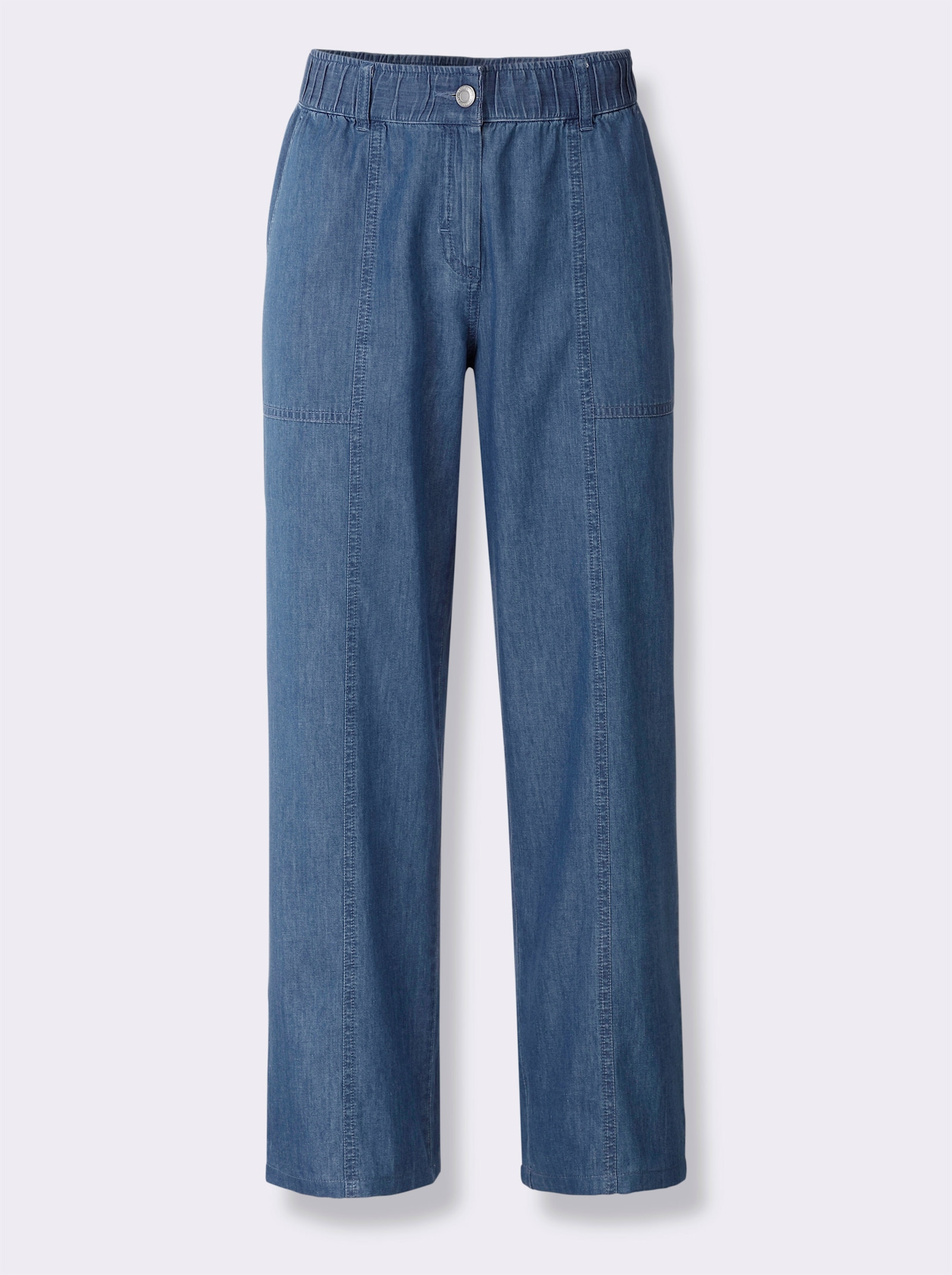 7/8-jeans met siernaad voor, wijde pijpen - blue-stonewashed