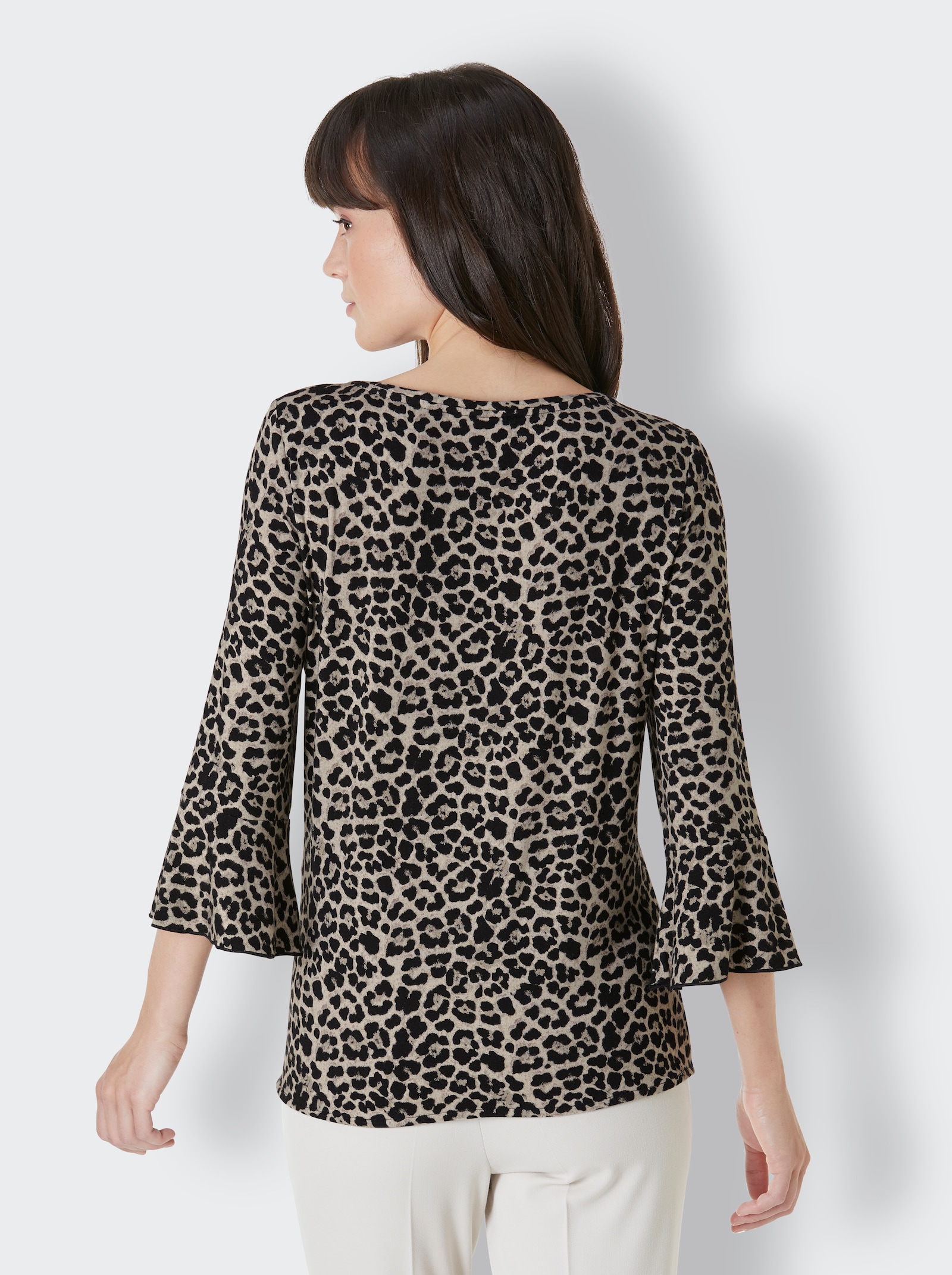 CREATION L PREMIUM 3/4-Arm-Shirt im Digitalprint - elfenbein-schwarz-bedruckt